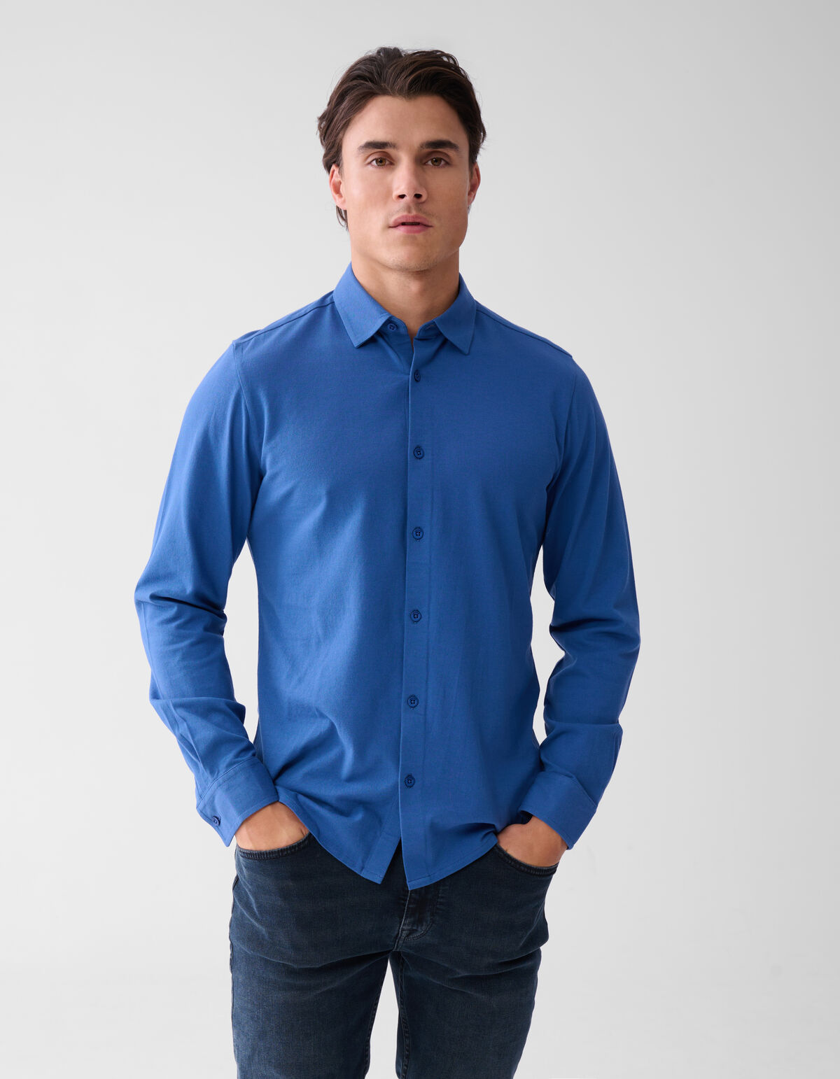 Piqué-Hemd Blau SHOEBY MEN