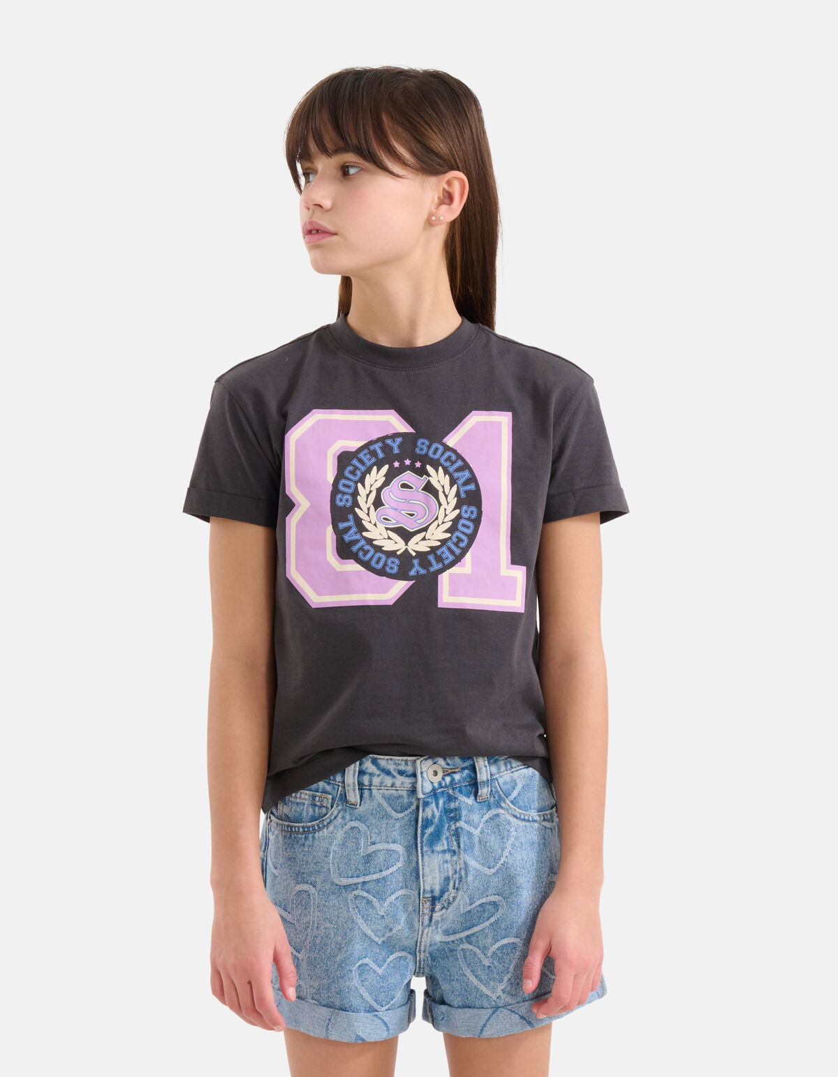 Artwork T-shirt Donkergrijs SHOEBY GIRLS