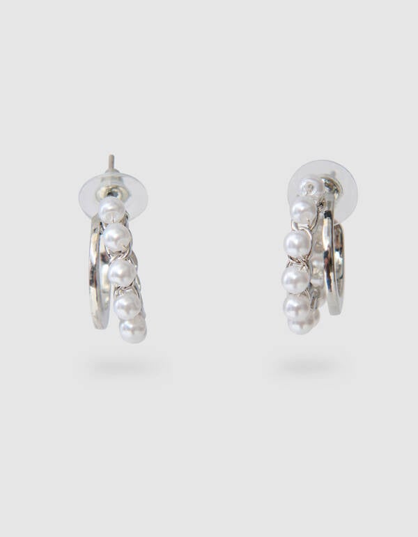 Pearl Hoop Oorbellen Zilver SHOEBY ACCESSOIRES
