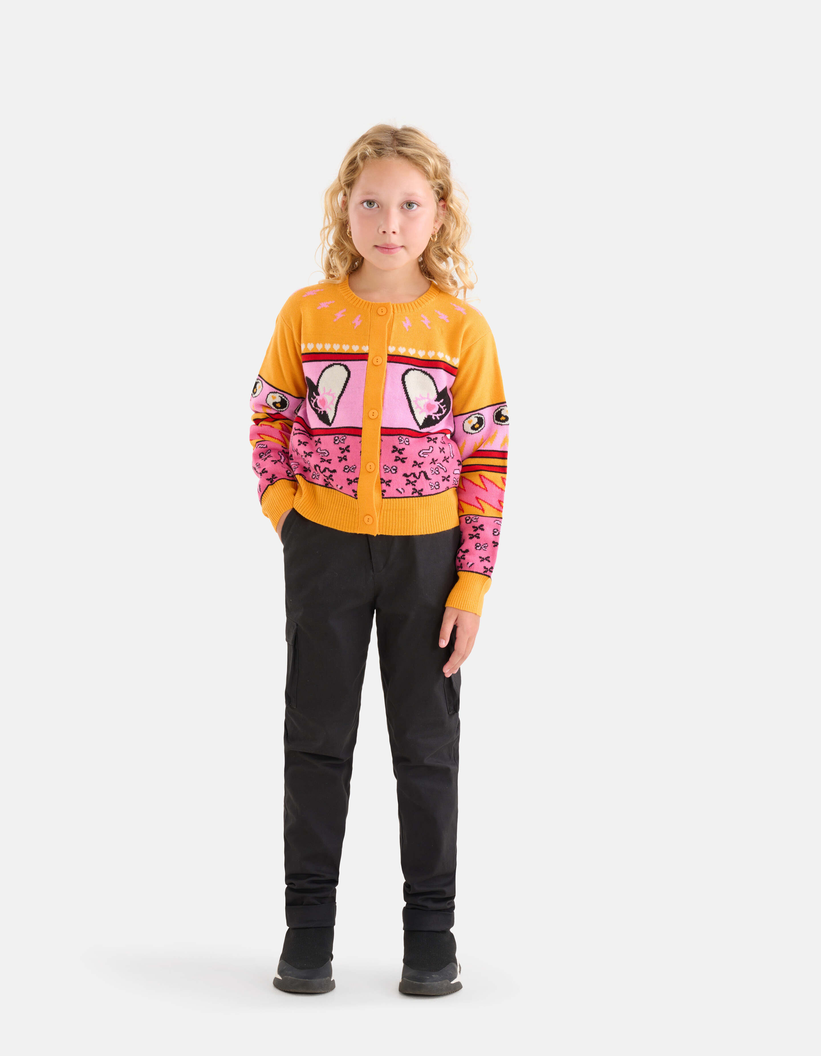Grafische Strickjacke Orange SHOEBY GIRLS