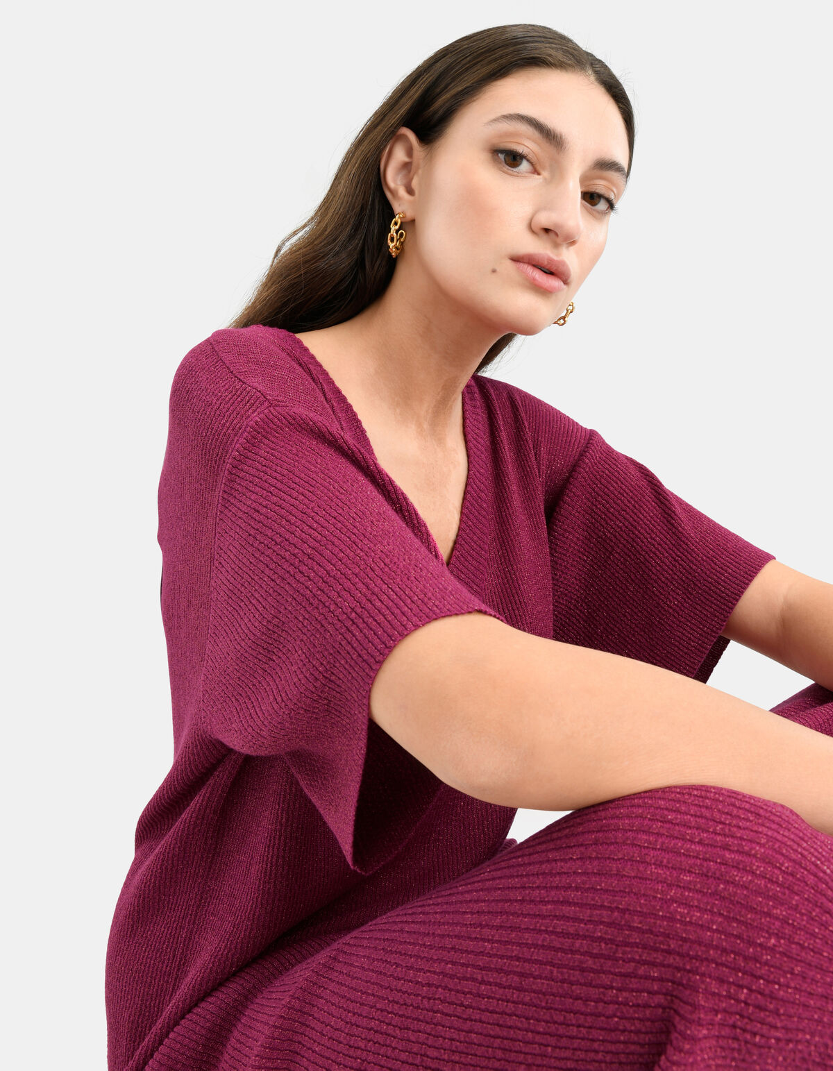 Glitzer V-Ausschnitt Kleid EKSEPT