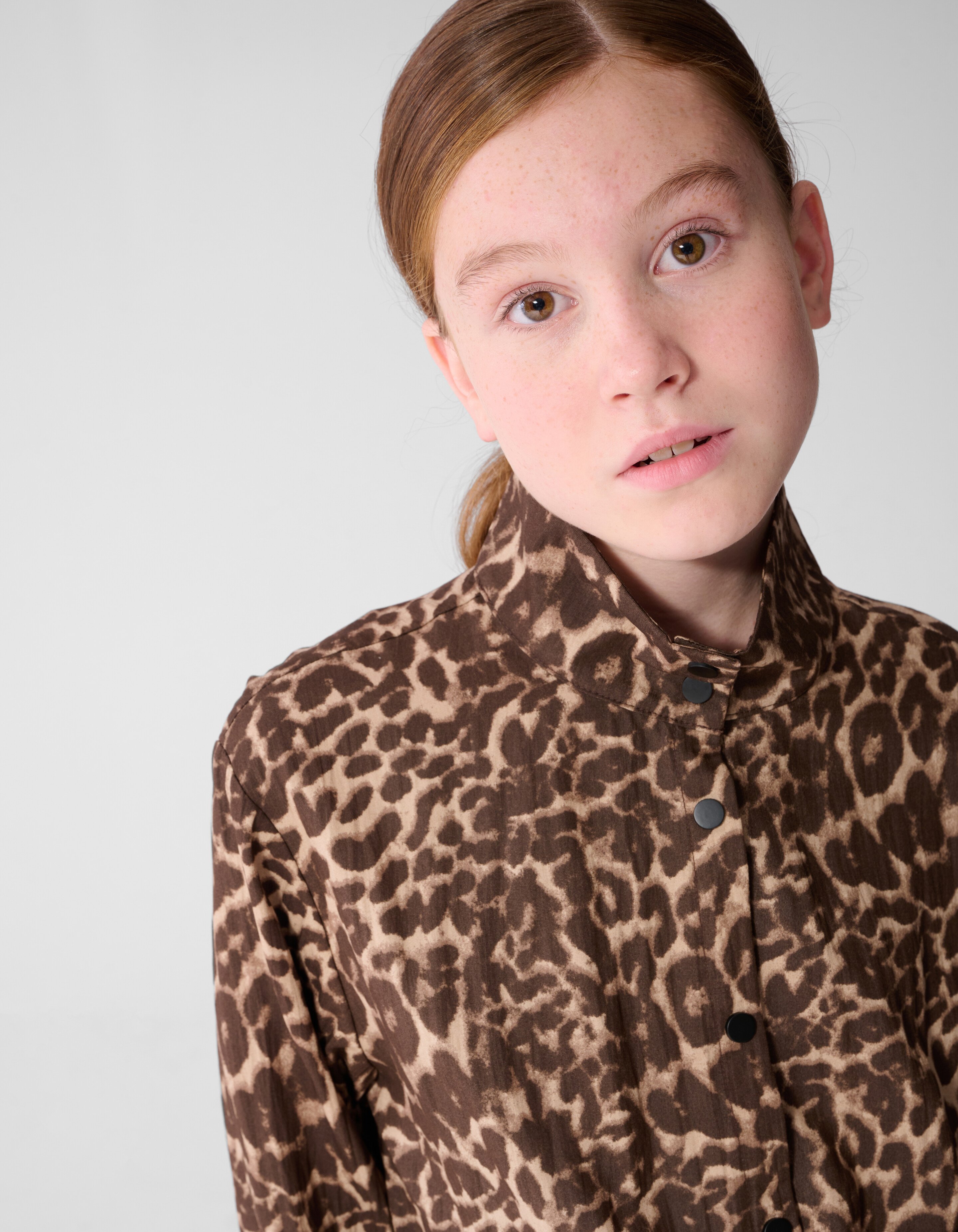 Leopard Funnel Neck Bluse Braun SHOEBY GIRLS