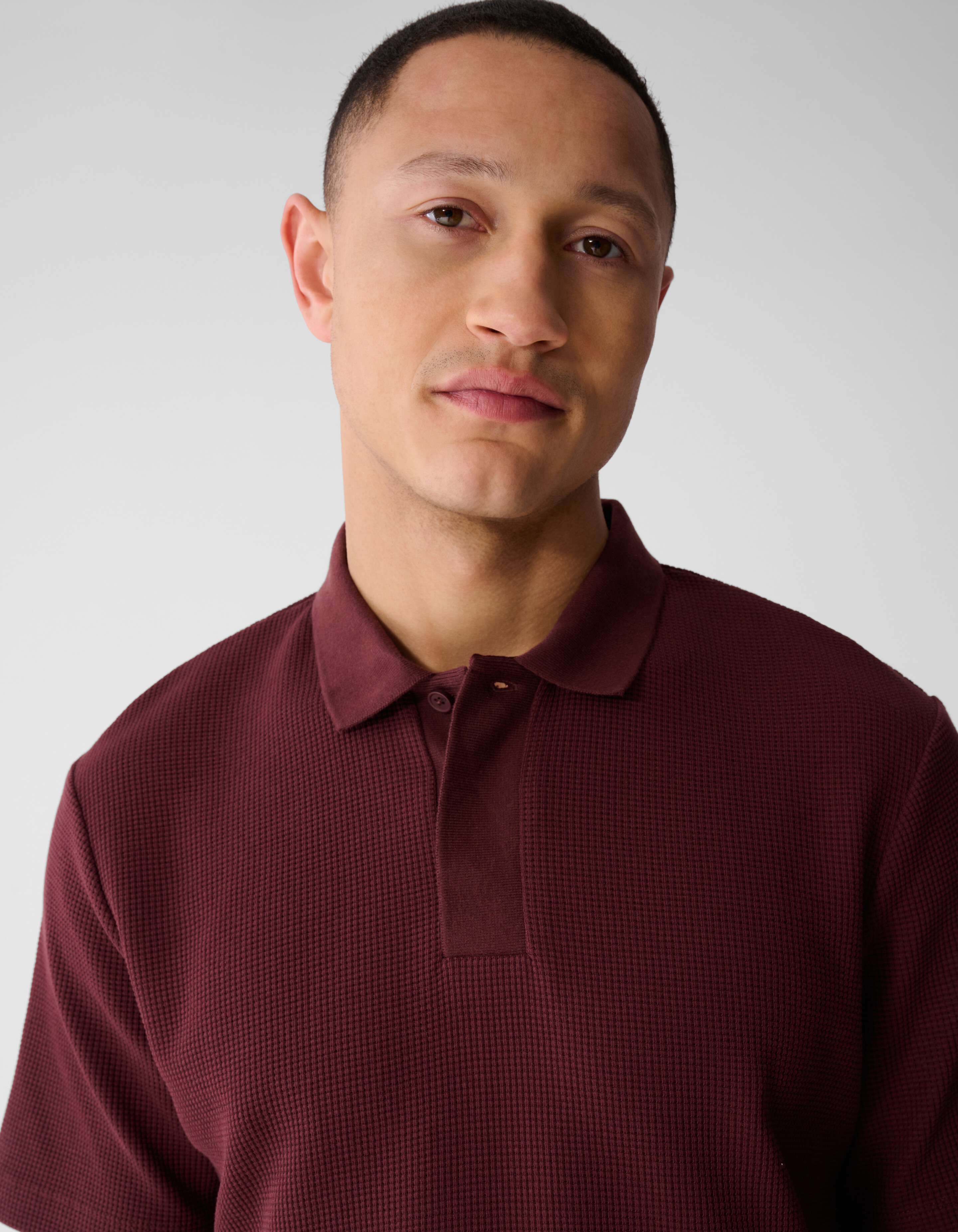 Waffel Polo Dunkelrot SHOEBY MEN