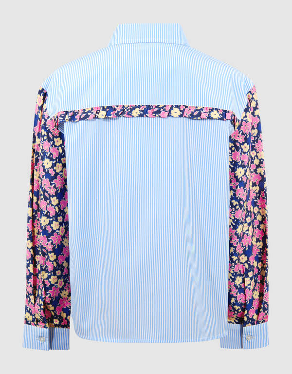 Blumen-Nadelstreifenbluse Hellblau SHOEBY GIRLS