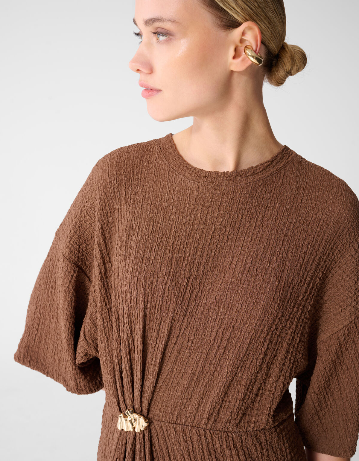 Organisches Crinkle Maxikleid Braun SHOEBY WOMEN