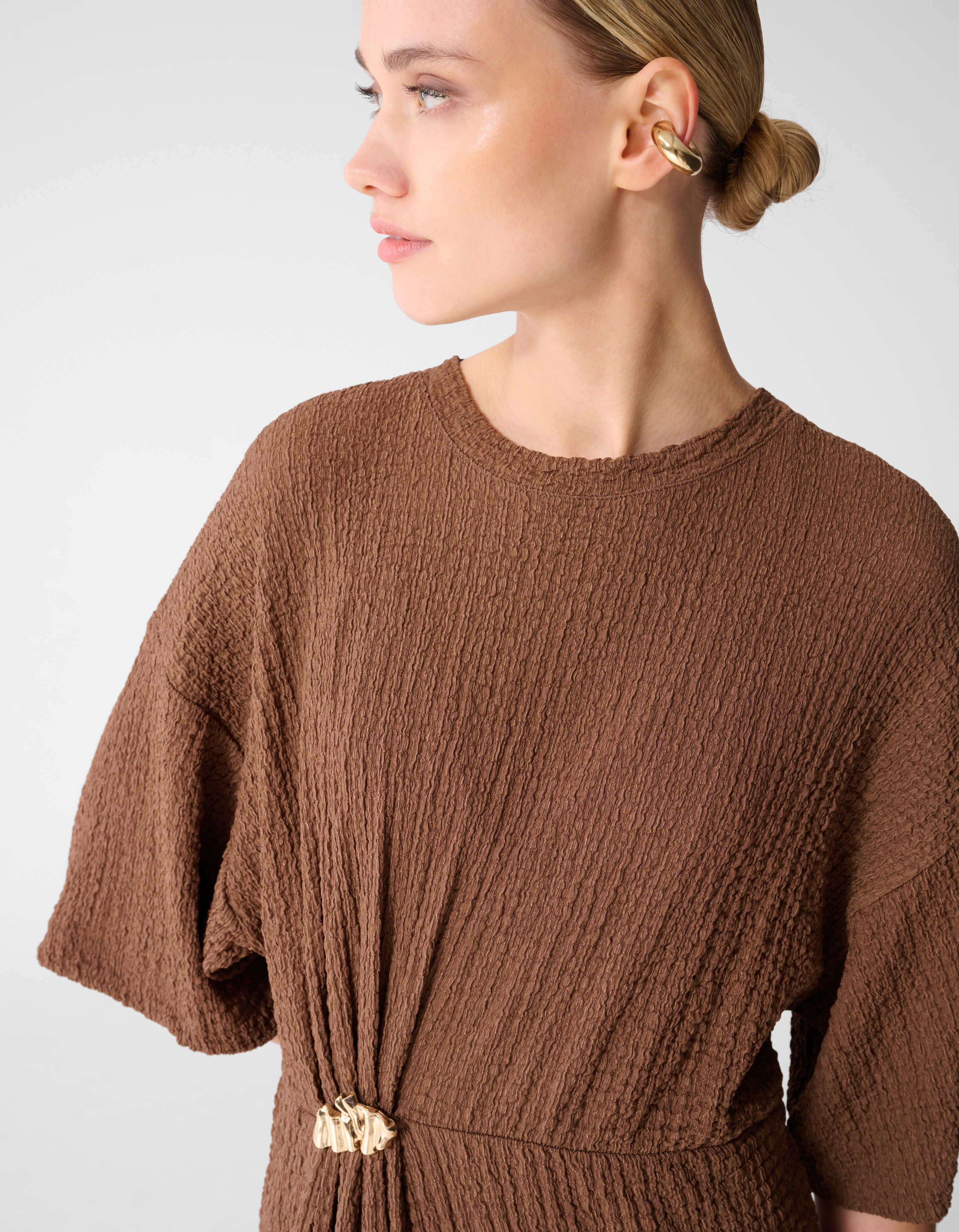 Organisches Crinkle Maxikleid Braun SHOEBY WOMEN