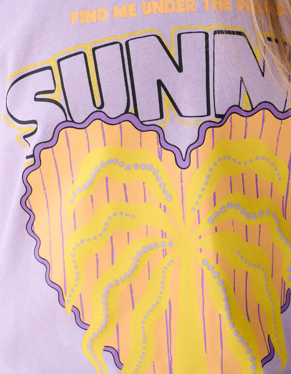Sunny Palms Artwork T-Shirt Helllila SHOEBY GIRLS