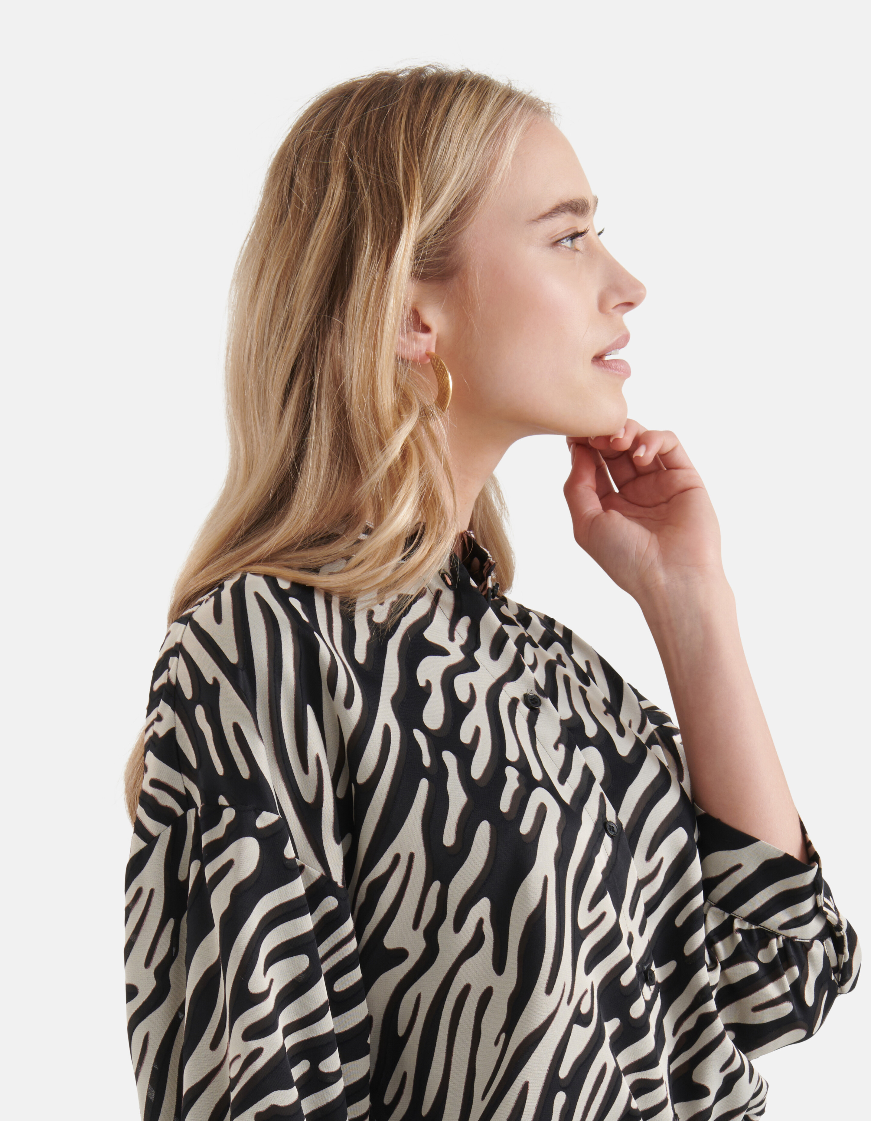 Zebra Burn Out Bluse Schwarz/Weiß SHOEBY WOMEN