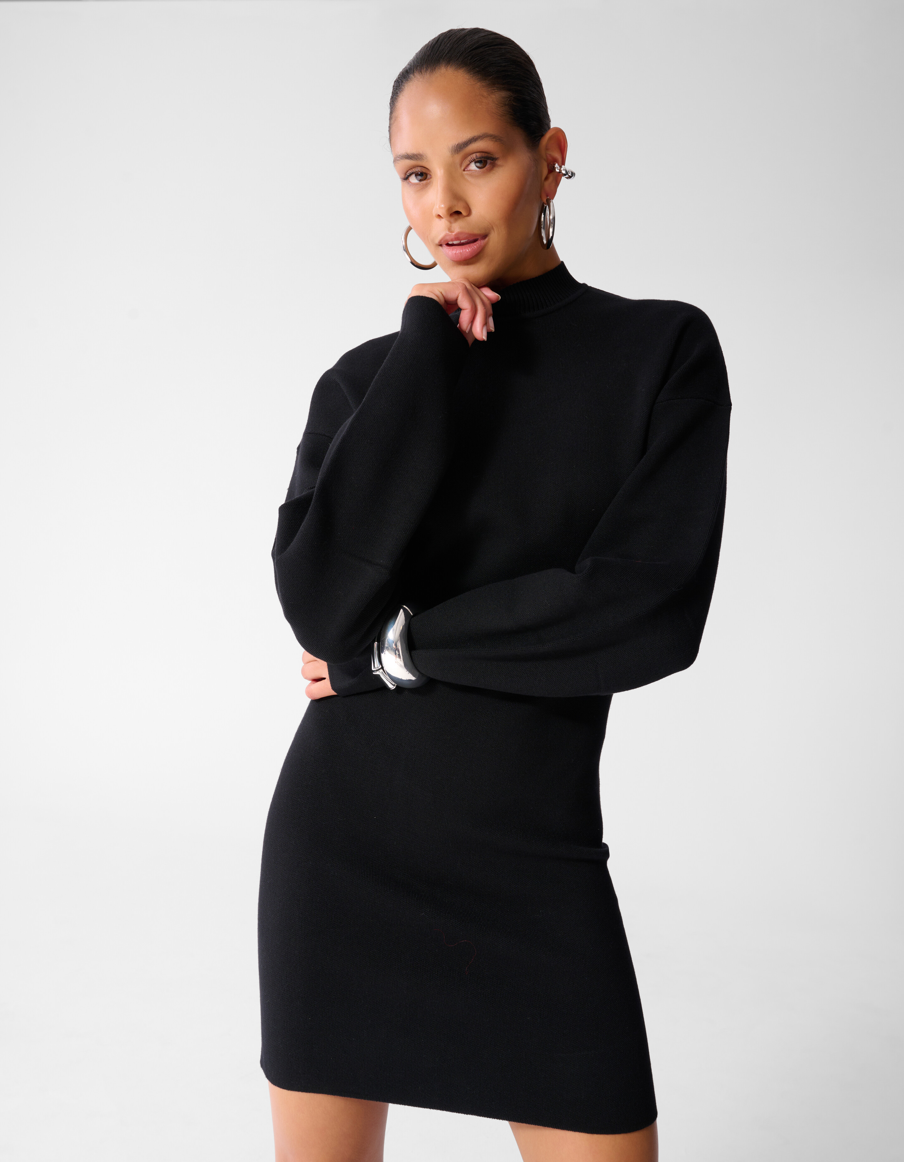 Balloon Sleeve Kleid Schwarz SHOEBY WOMEN