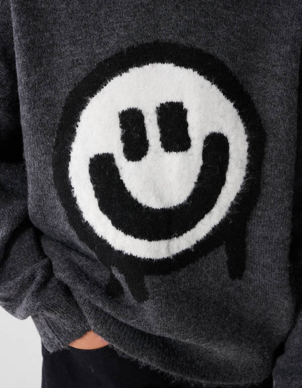 Smiley Strickpullover Dunkelgrau SHOEBY BOYS