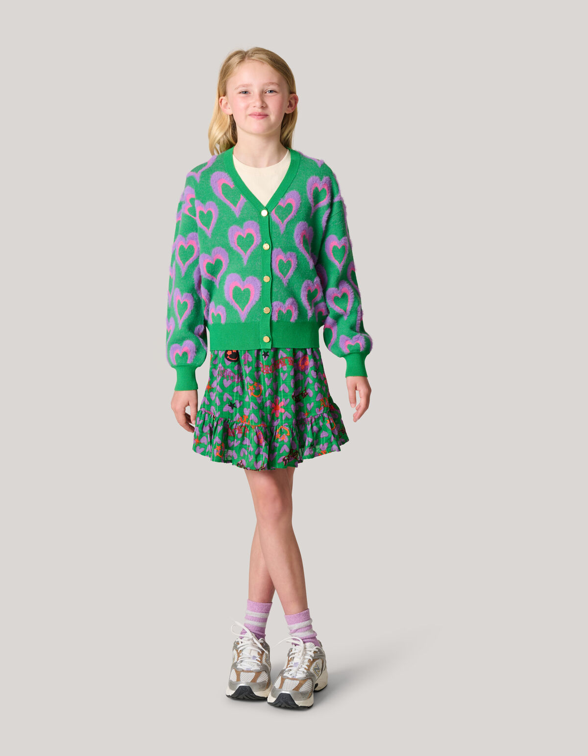 Bedruckte Strickjacke Grün SHOEBY GIRLS