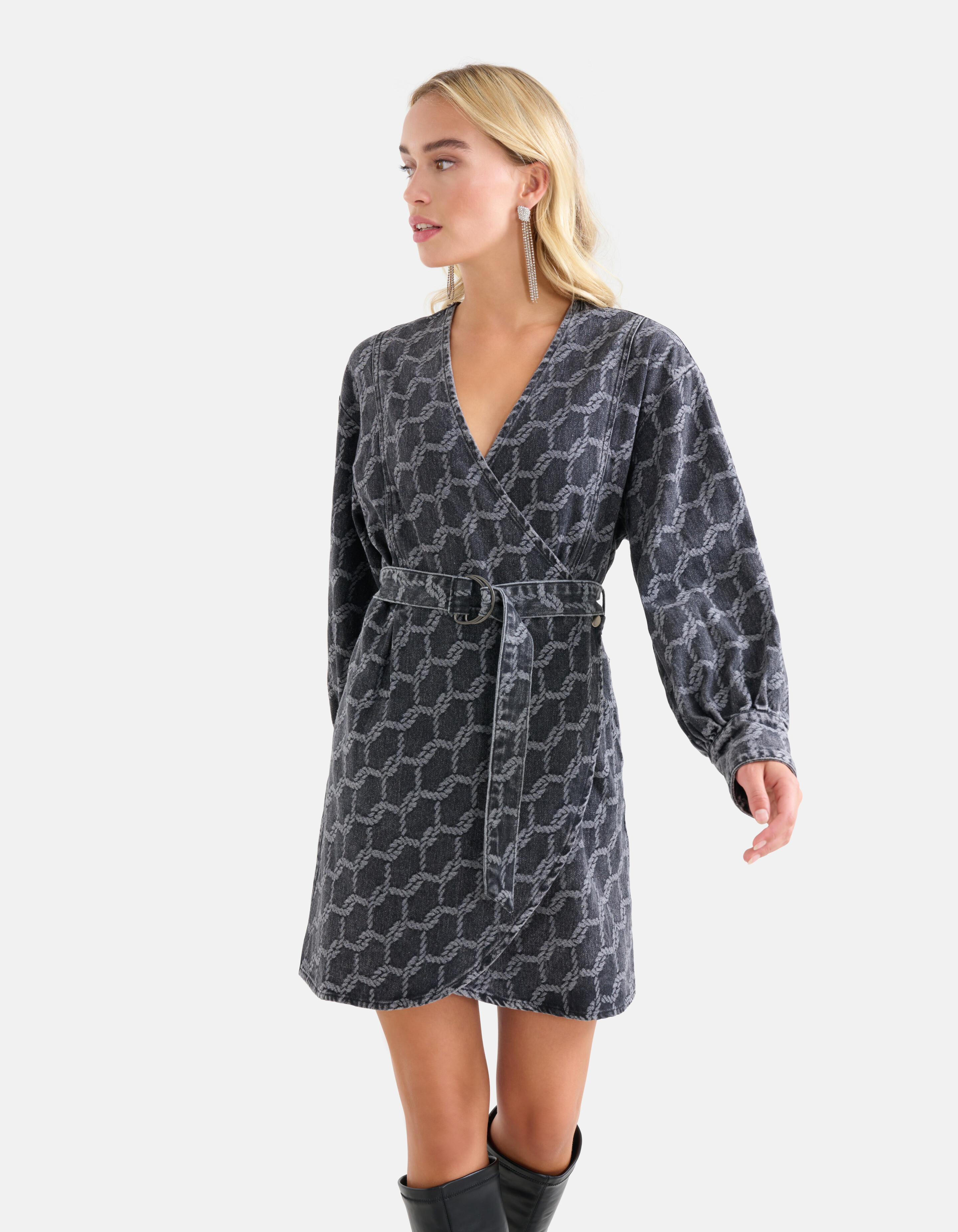 Jacquard-Denim-Kleid Schwarz SHOEBY WOMEN