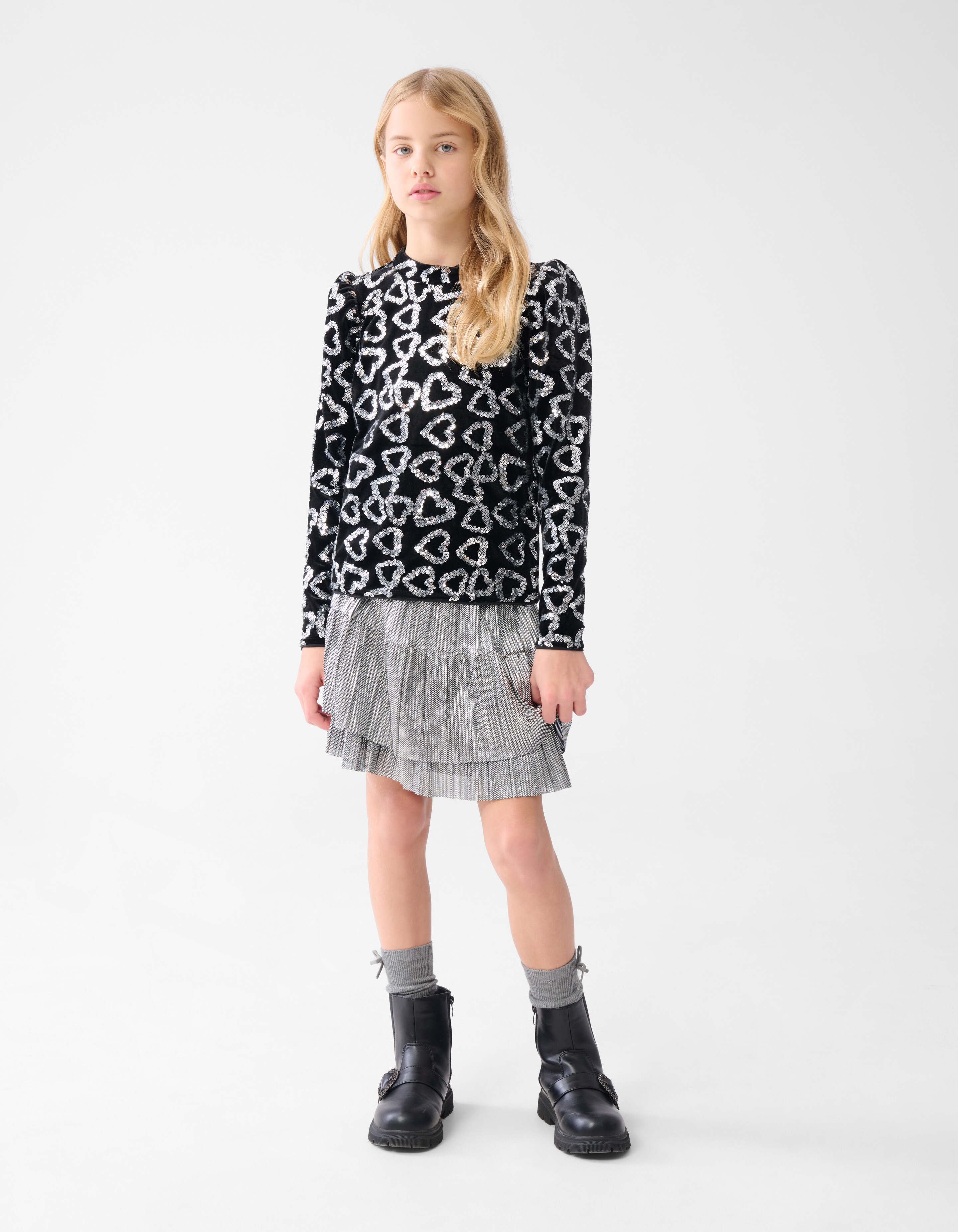 Glitter Heart Top Schwarz SHOEBY GIRLS
