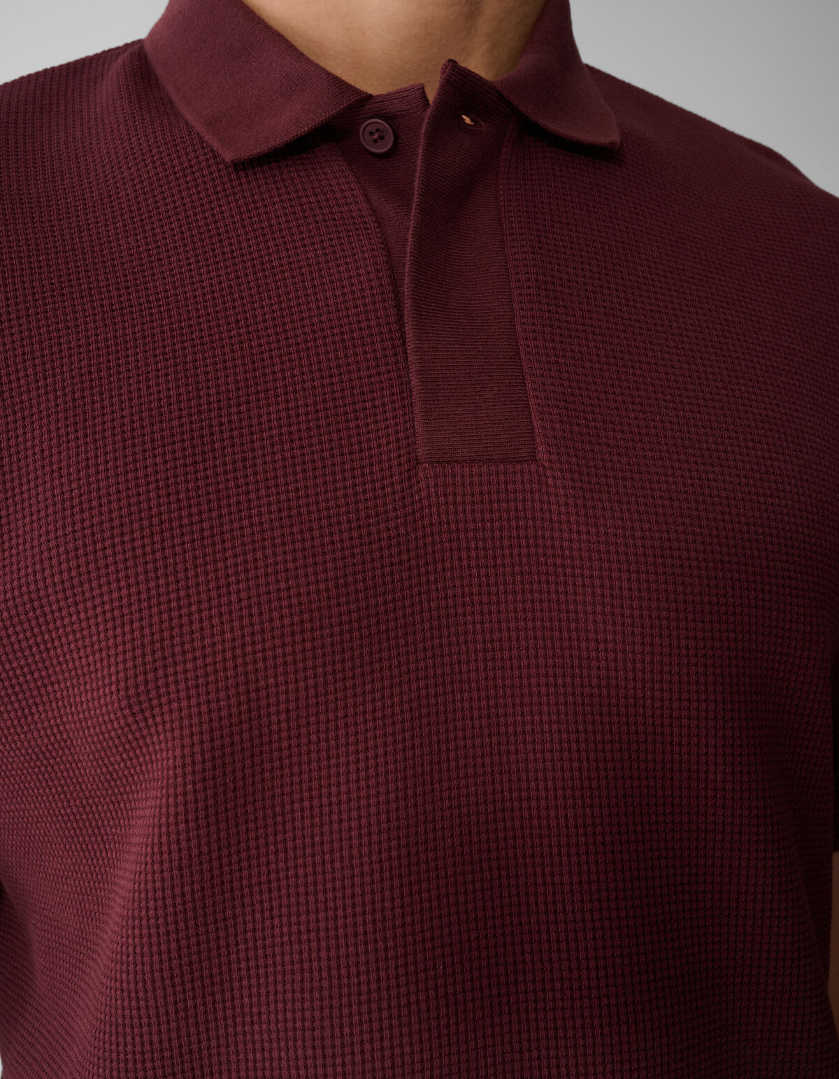 Waffel Polo Dunkelrot SHOEBY MEN