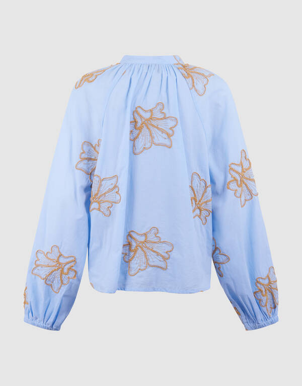Blumen Kordbluse Hellblau von Mieke SHOEBY WOMEN