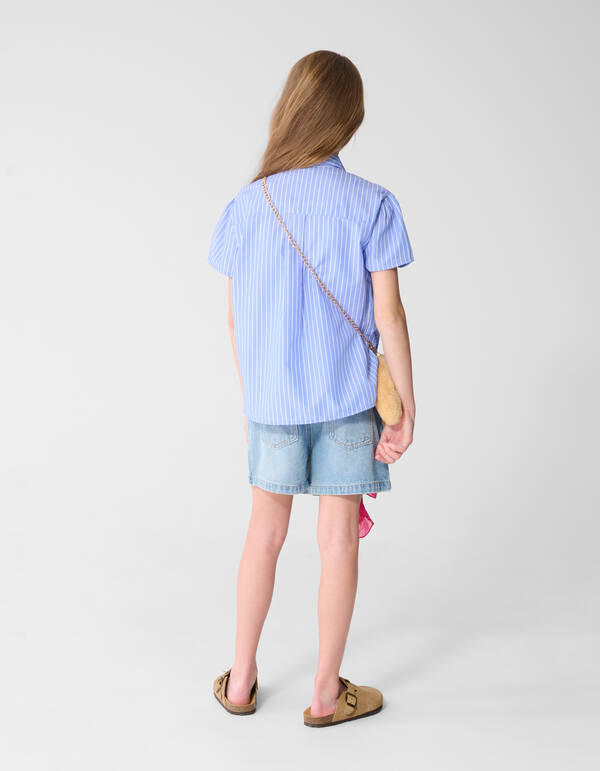 Strik Pinstripe Bluse Hellblau SHOEBY GIRLS