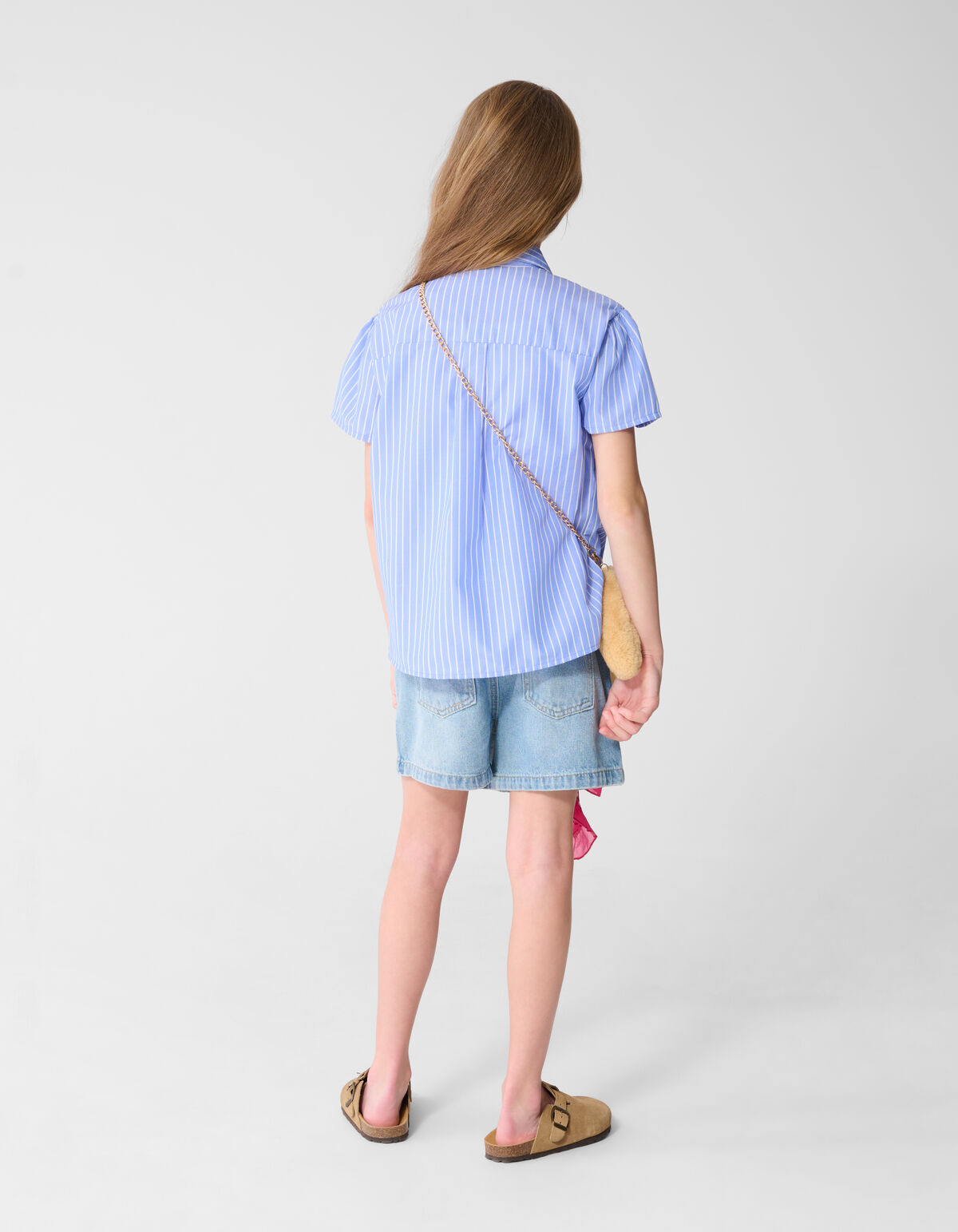Strik Pinstripe Bluse Hellblau SHOEBY GIRLS