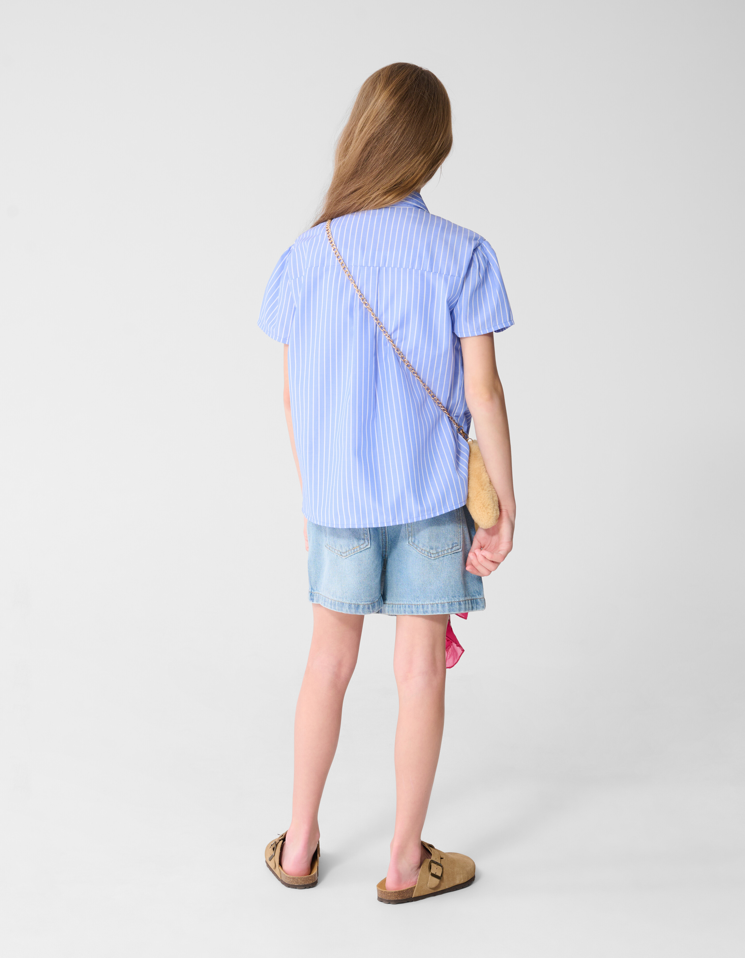 Strik Pinstripe Bluse Hellblau SHOEBY GIRLS