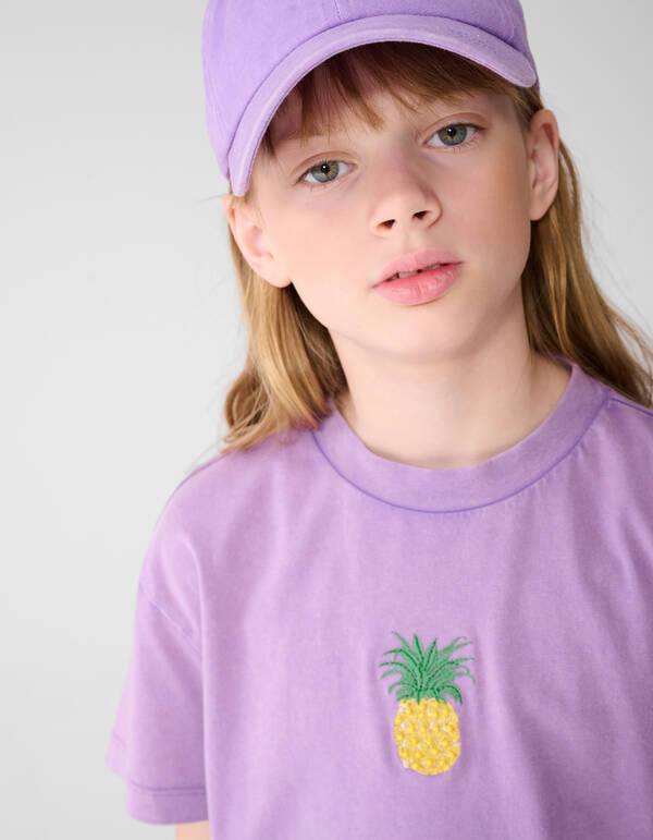 Washed Pineapple Artwork T-Shirt Lila SHOEBY GIRLS