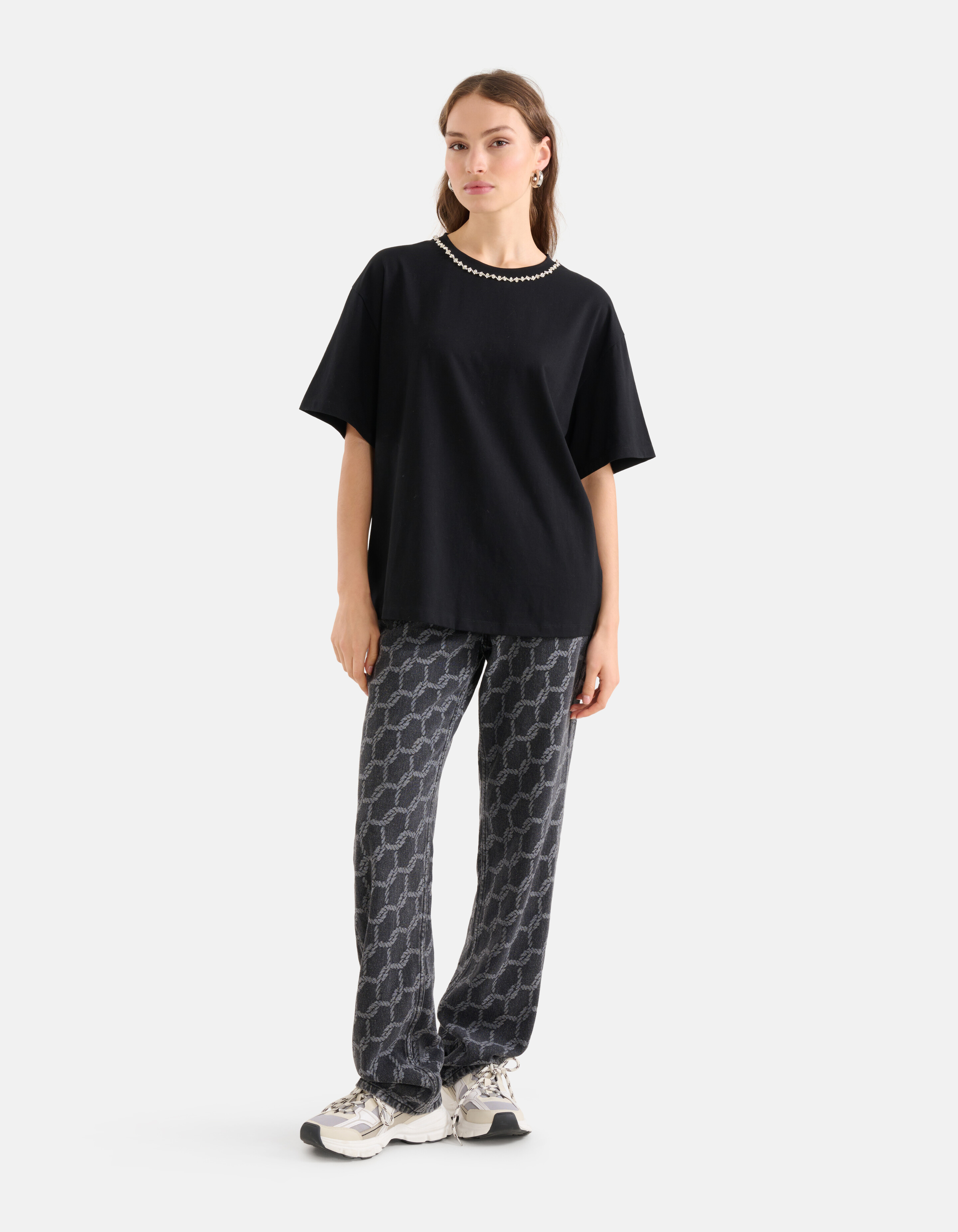 Strass-Ketten-T-Shirt Schwarz SHOEBY WOMEN