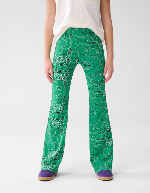 Bedruckte ausgestellte Rippen-Leggings Grün SHOEBY GIRLS