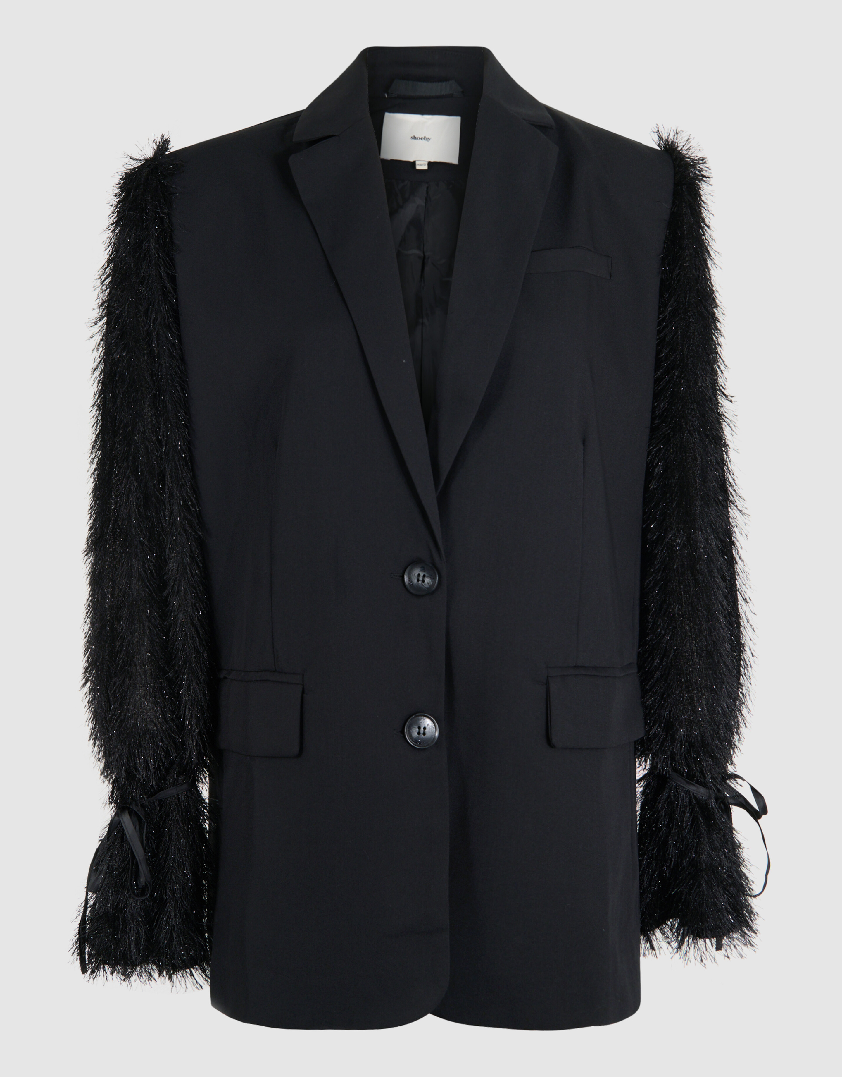 Blazer mit haarigen Ärmeln Schwarz SHOEBY WOMEN