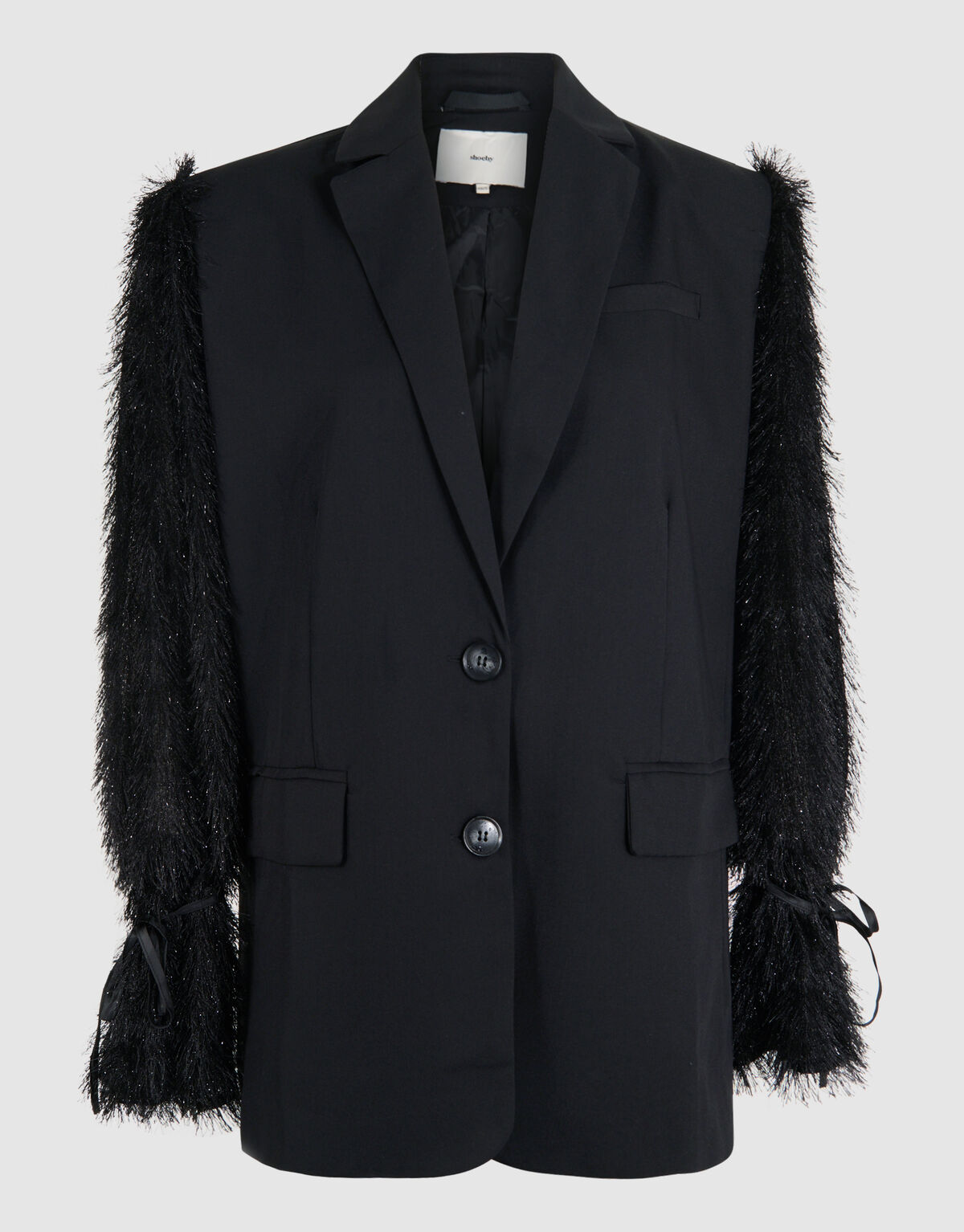 Blazer mit haarigen Ärmeln Schwarz SHOEBY WOMEN