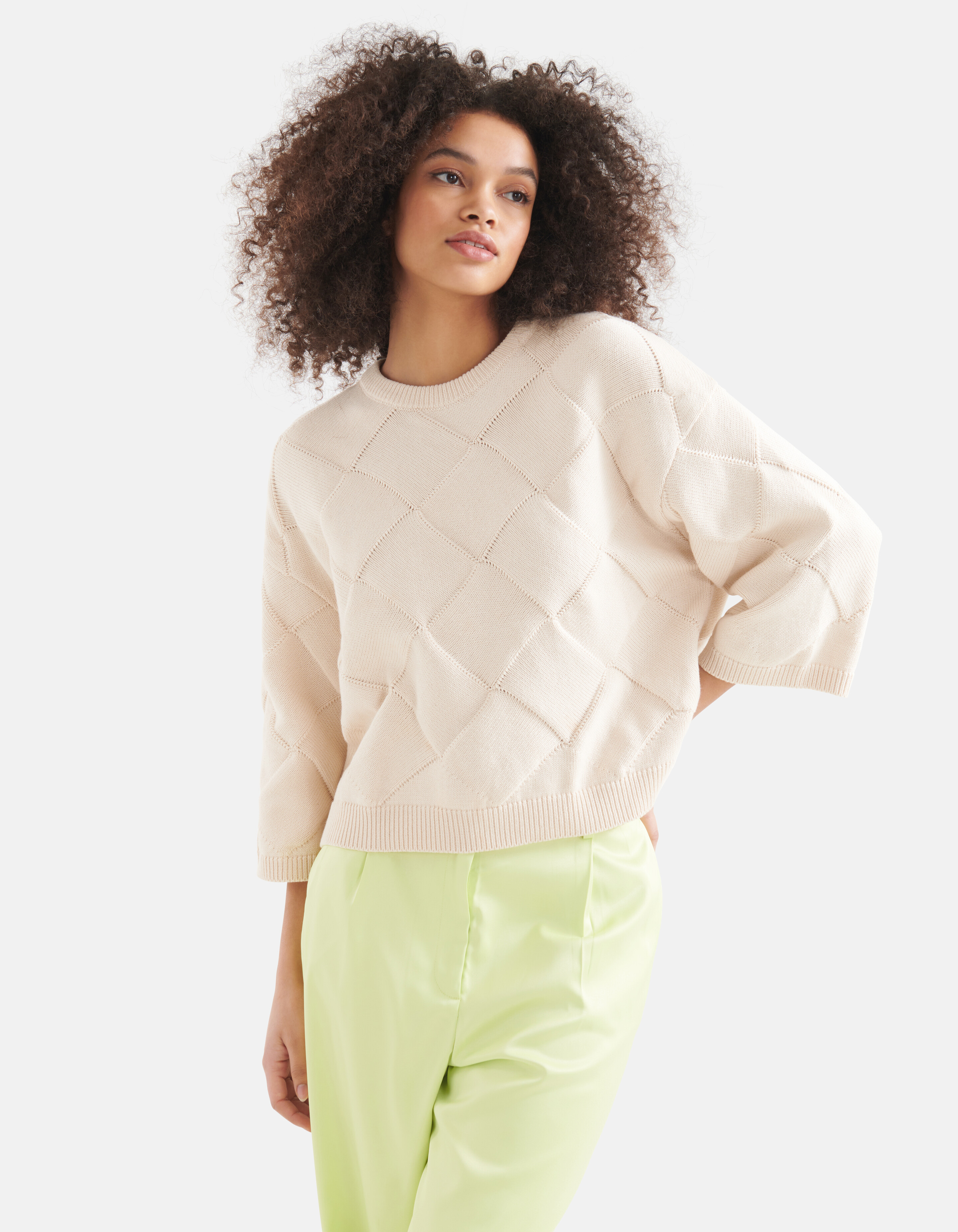 Karierter Strickpullover Offwhite SHOEBY WOMEN