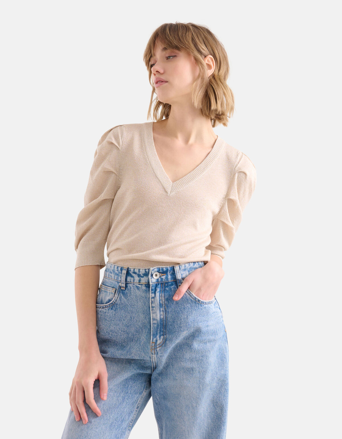 Glitzer-Pullover Beige SHOEBY WOMEN