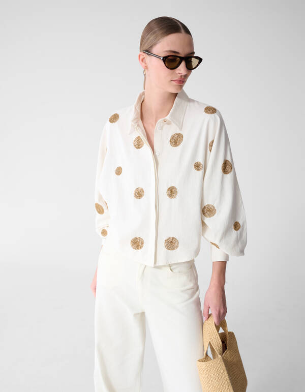 Perlenbesetzte Stippenbluse Wei&szlig; von Mieke SHOEBY WOMEN