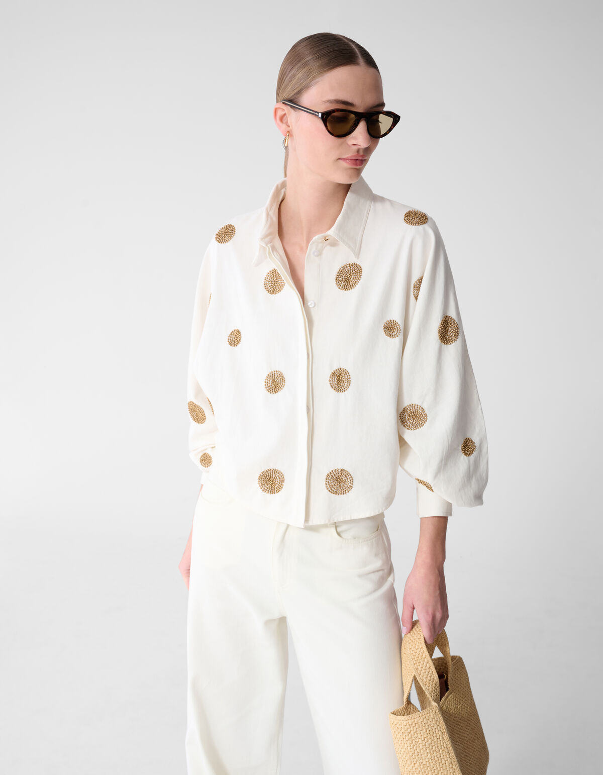 Perlenbesetzte Stippenbluse Wei&szlig; von Mieke SHOEBY WOMEN