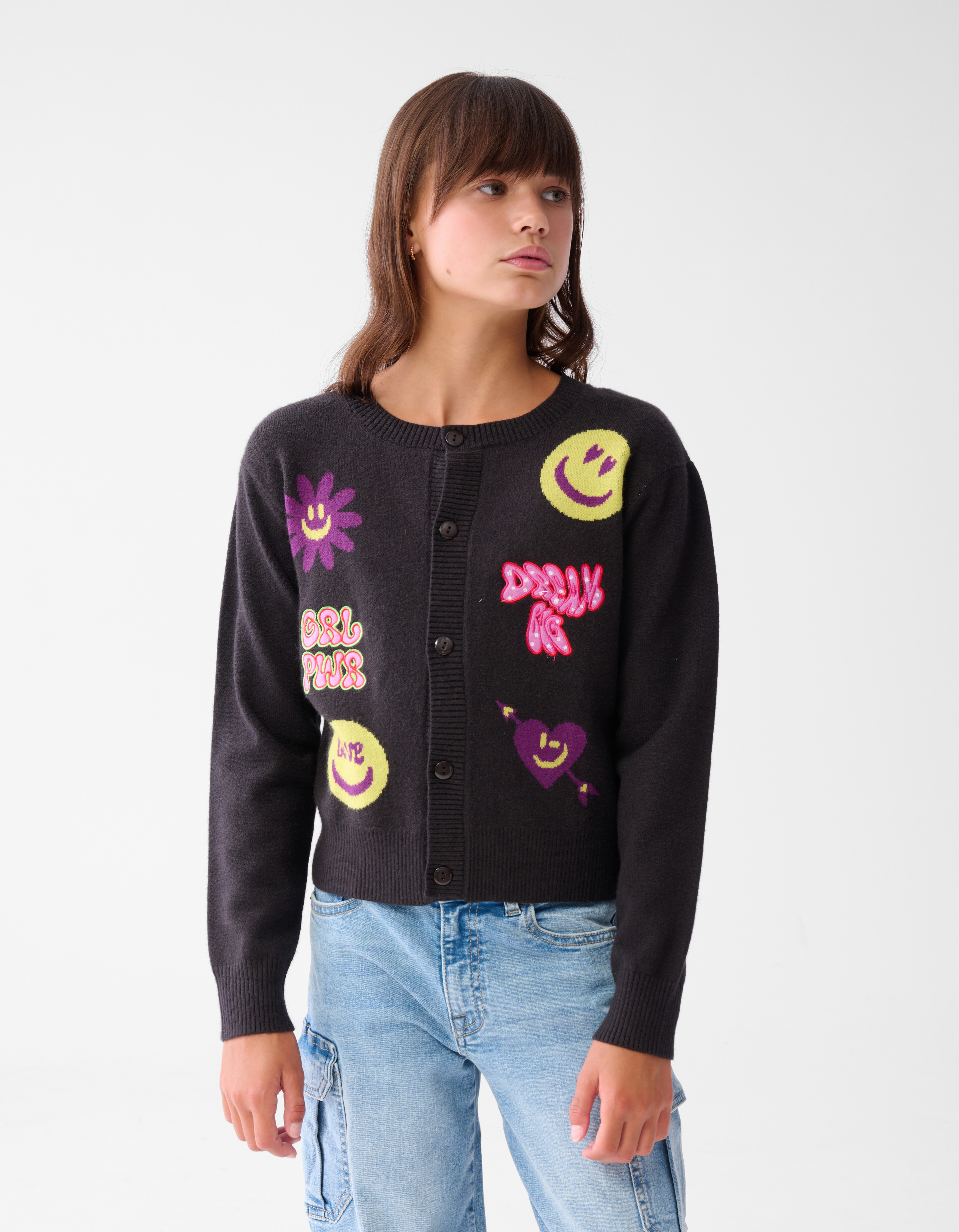 Smile Strickjacke Dunkelgrau SHOEBY GIRLS