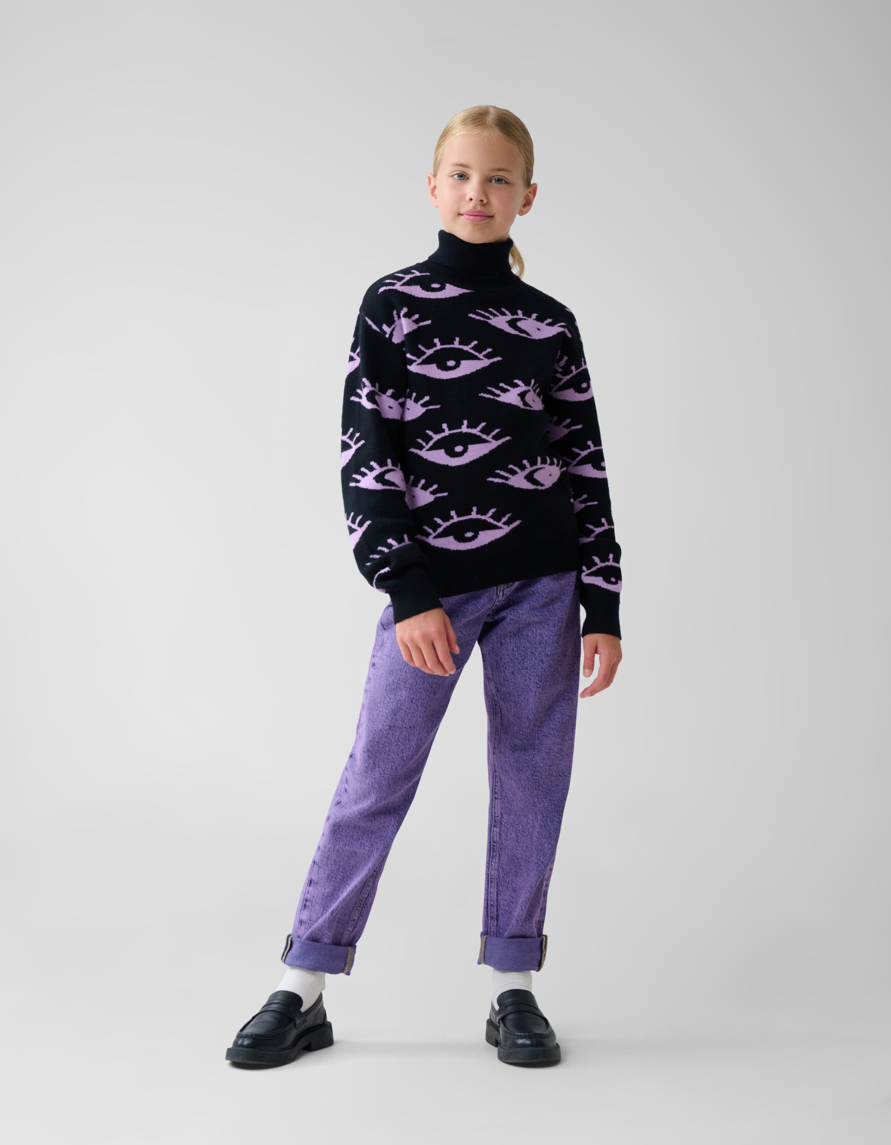 Ösen-Rollkragenpullover Schwarz SHOEBY GIRLS