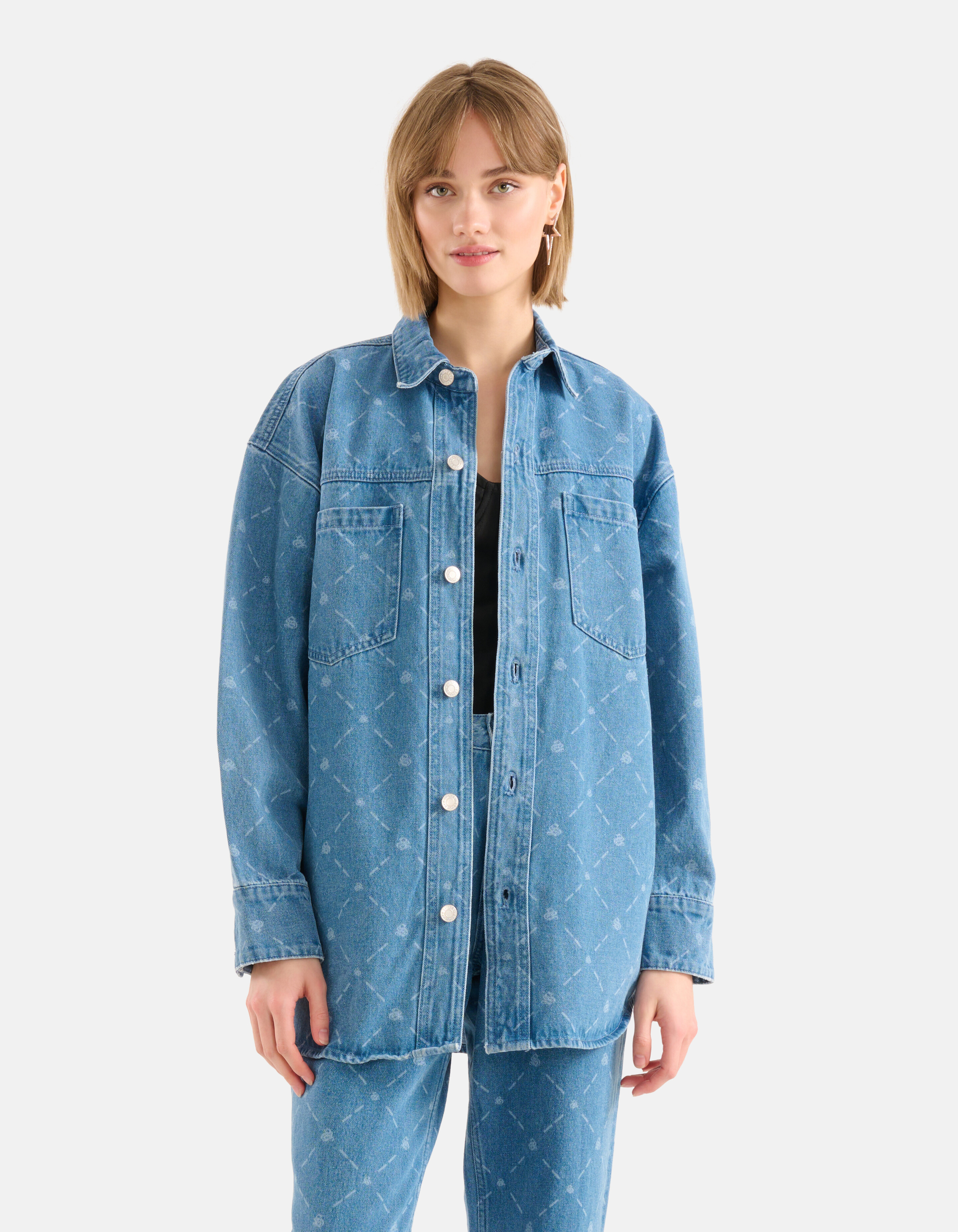 Bedruckte Denim-Bluse Blau SHOEBY WOMEN