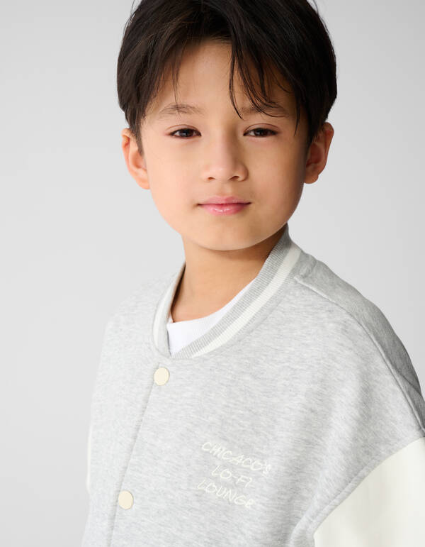 Varsity Bomber Sweatjacke Hellgrau SHOEBY BOYS