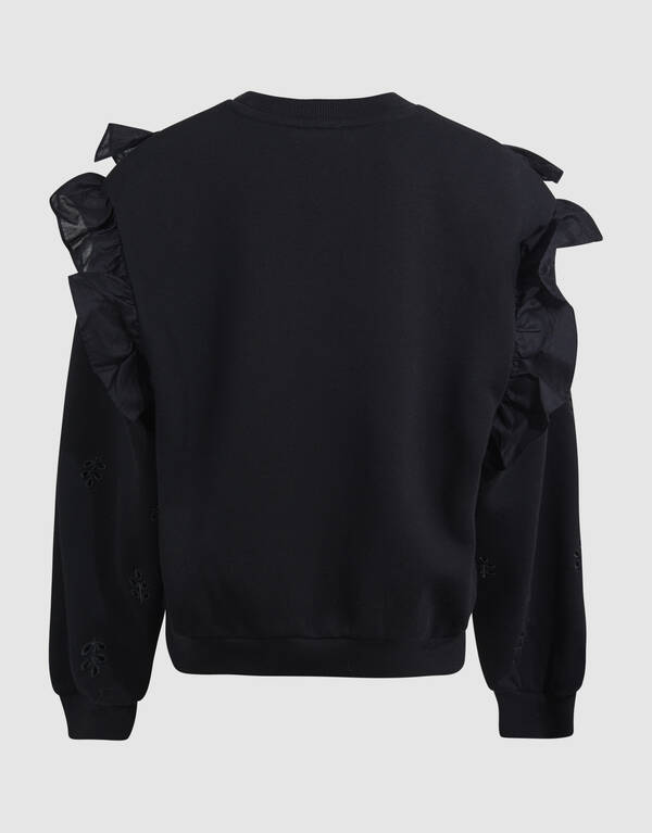 Pullover mit Rüschenstickerei Schwarz SHOEBY GIRLS