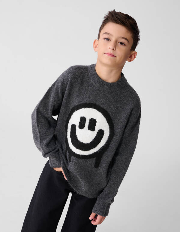Smiley Strickpullover Dunkelgrau SHOEBY BOYS