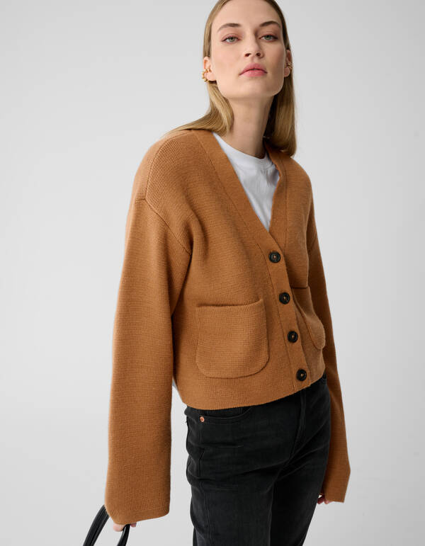 V-Ausschnitt-Strickjacke Camel By Lonneke SHOEBY WOMEN