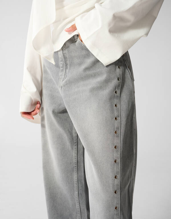 Eyelet Barrel Fit Jeans Grau SHOEBY WOMEN