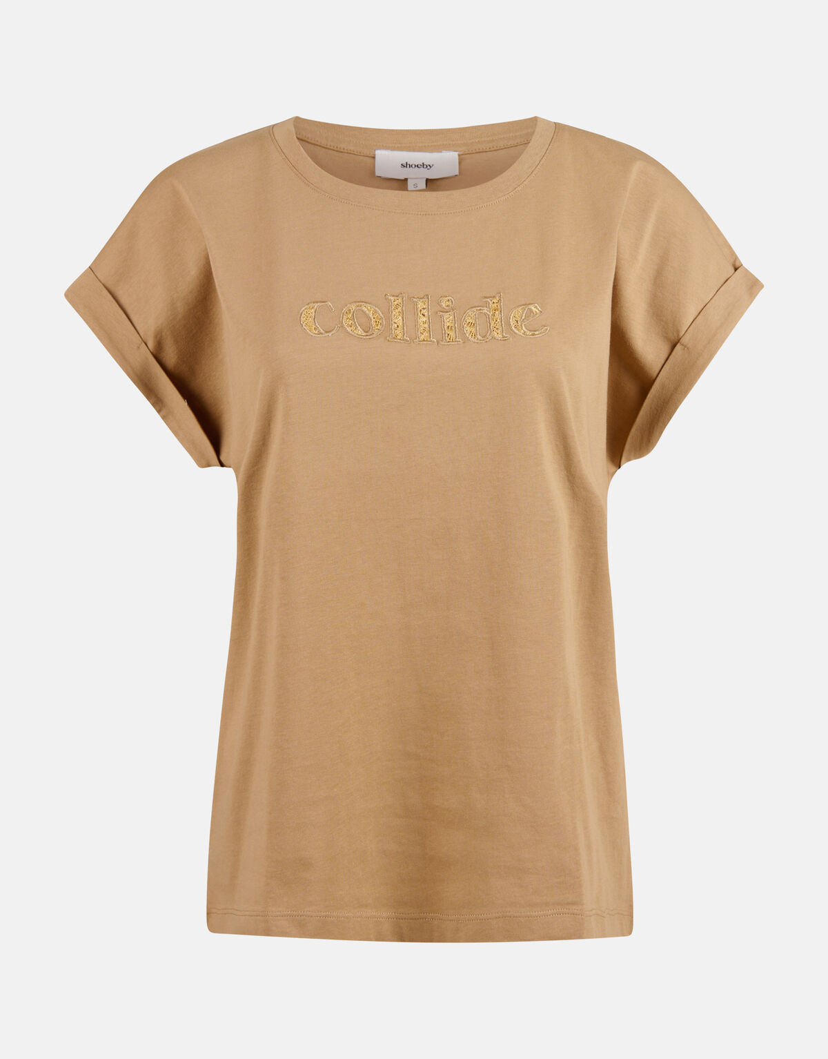 Crochet Tekst T-shirt Lichtbruin SHOEBY WOMEN