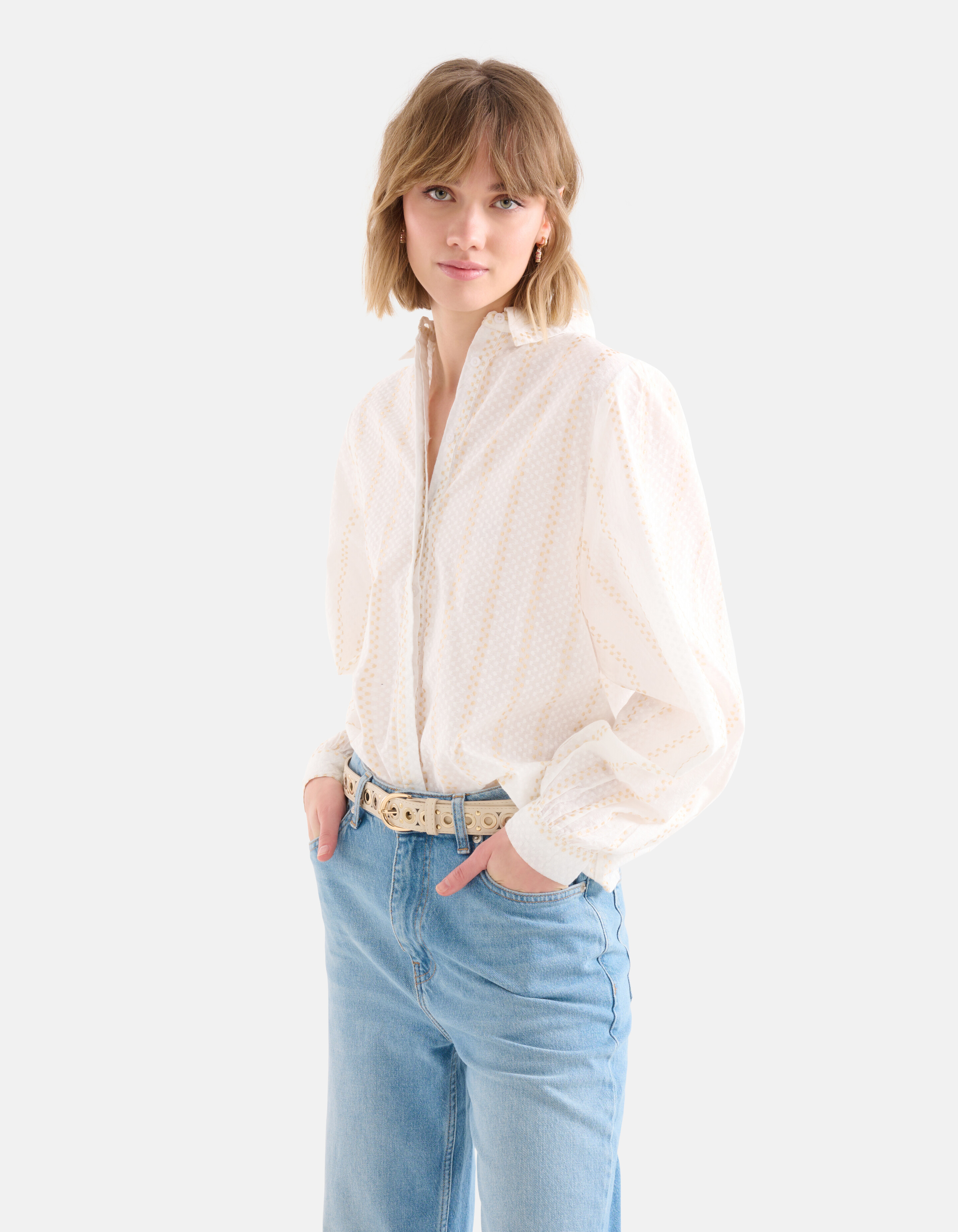 Lurexbluse Off White SHOEBY WOMEN