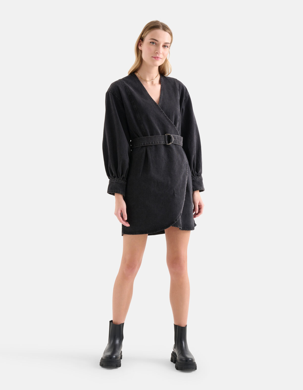 Gewaschenes Denim-Kleid Schwarz SHOEBY WOMEN