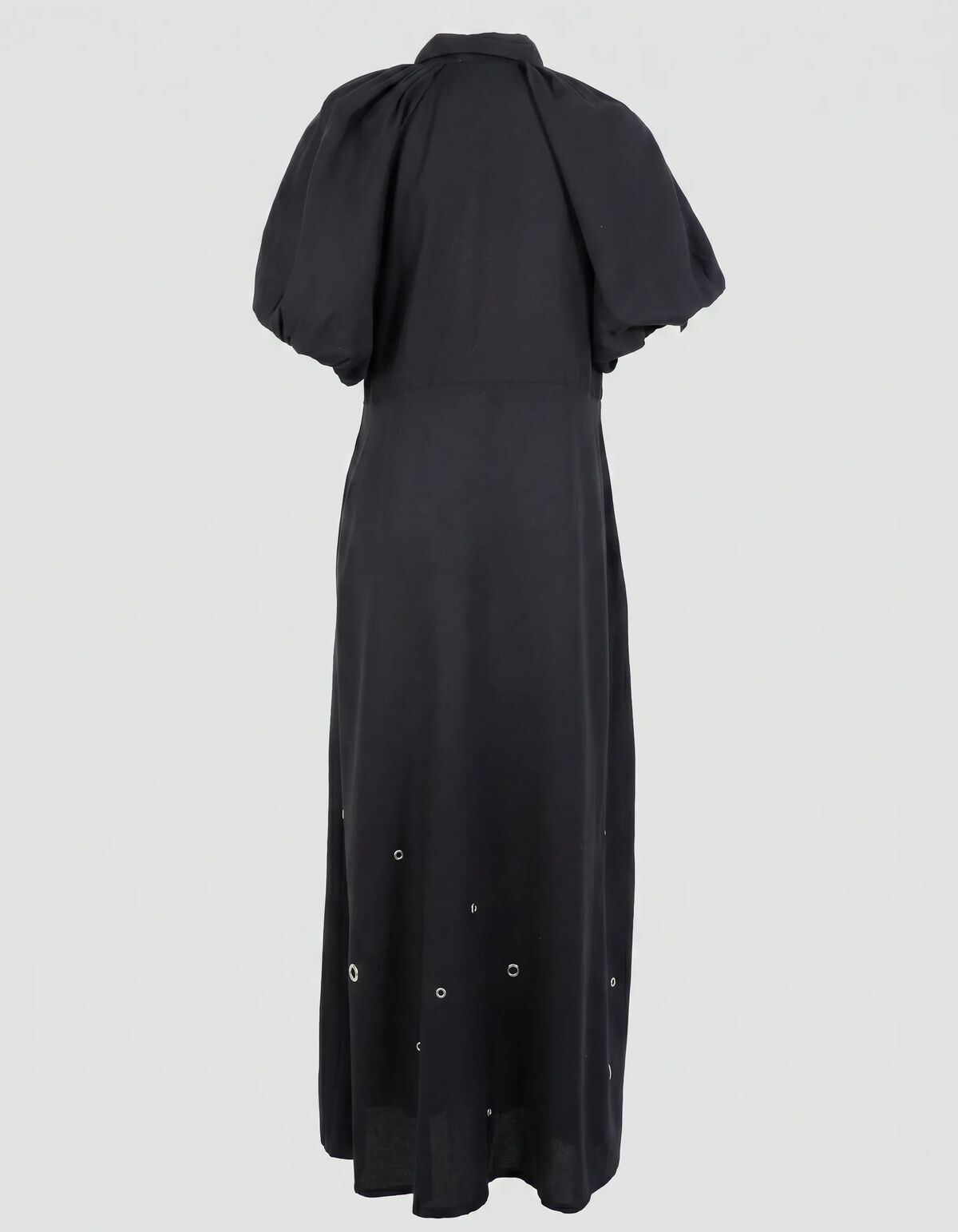 Maxikleid aus Leinen mit Lochstickerei Schwarz SHOEBY WOMEN