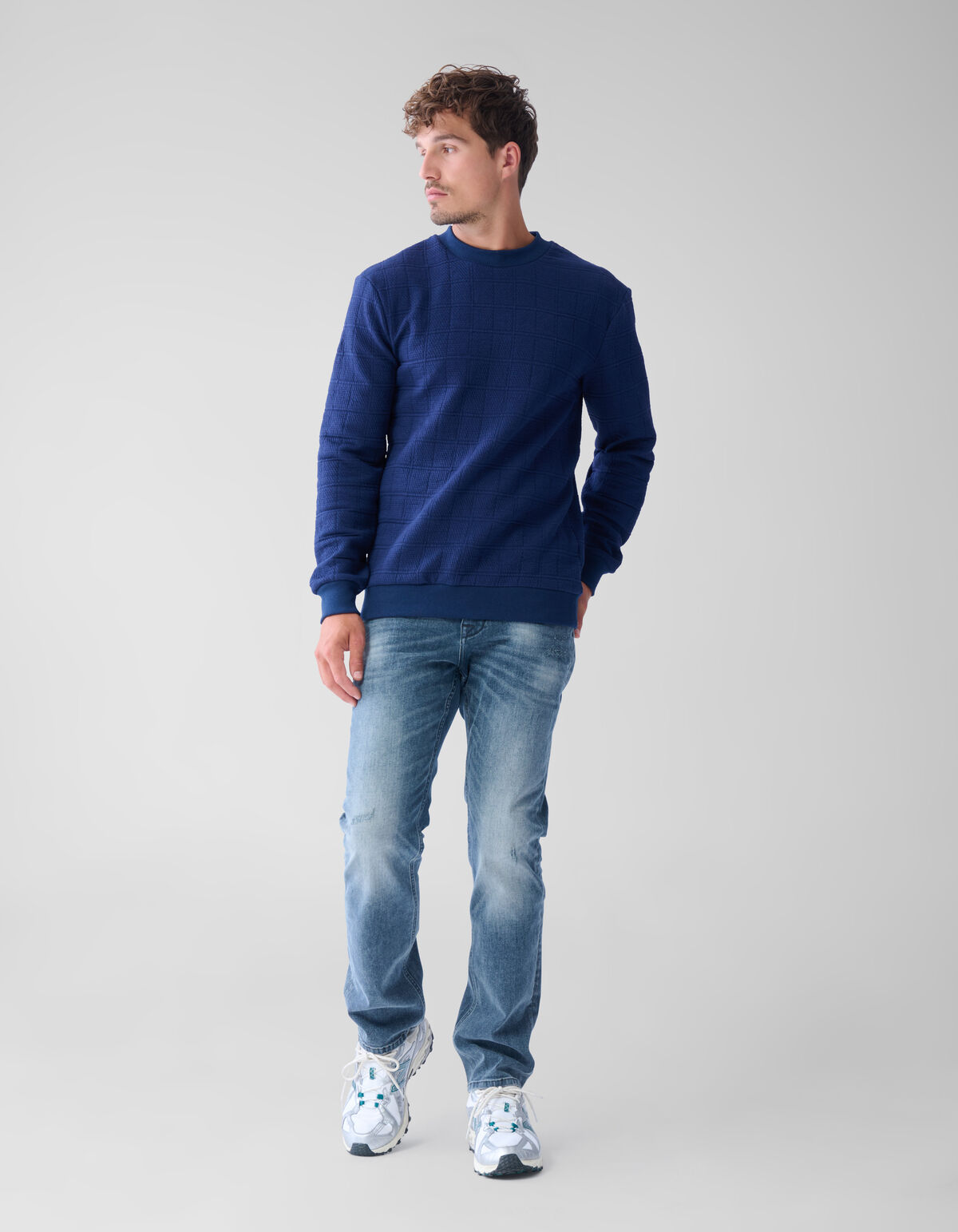 Struktur Pullover Dunkelblau SHOEBY MEN
