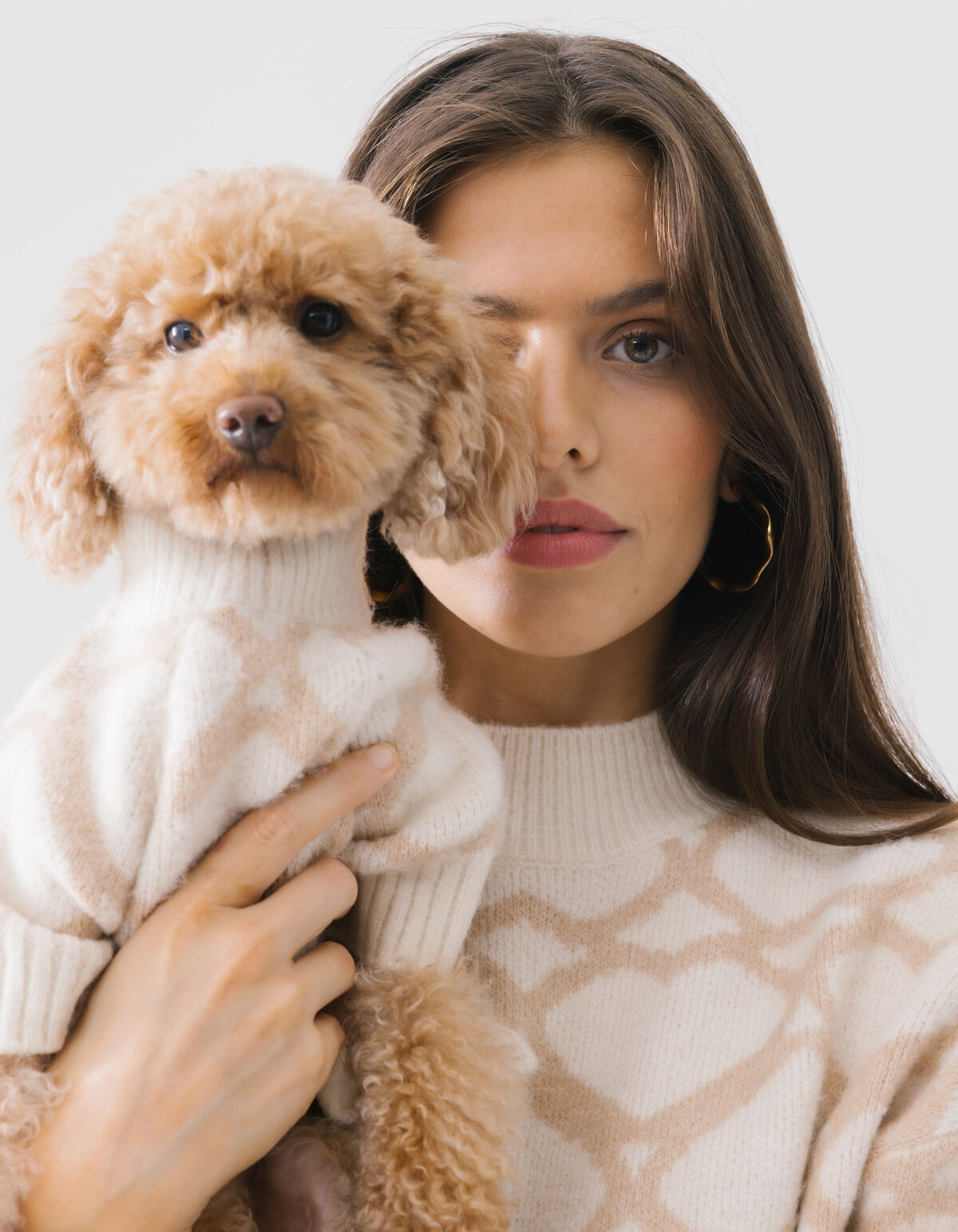 Herz gedruckt Hund Pullover Off White SHOEBY ACCESSOIRES