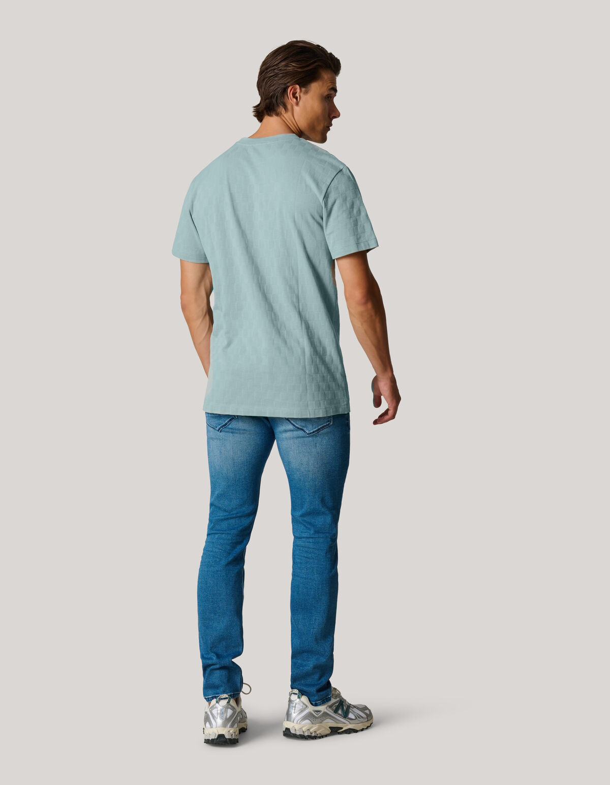 Blocktextur-T-Shirt Hellgrau SHOEBY MEN