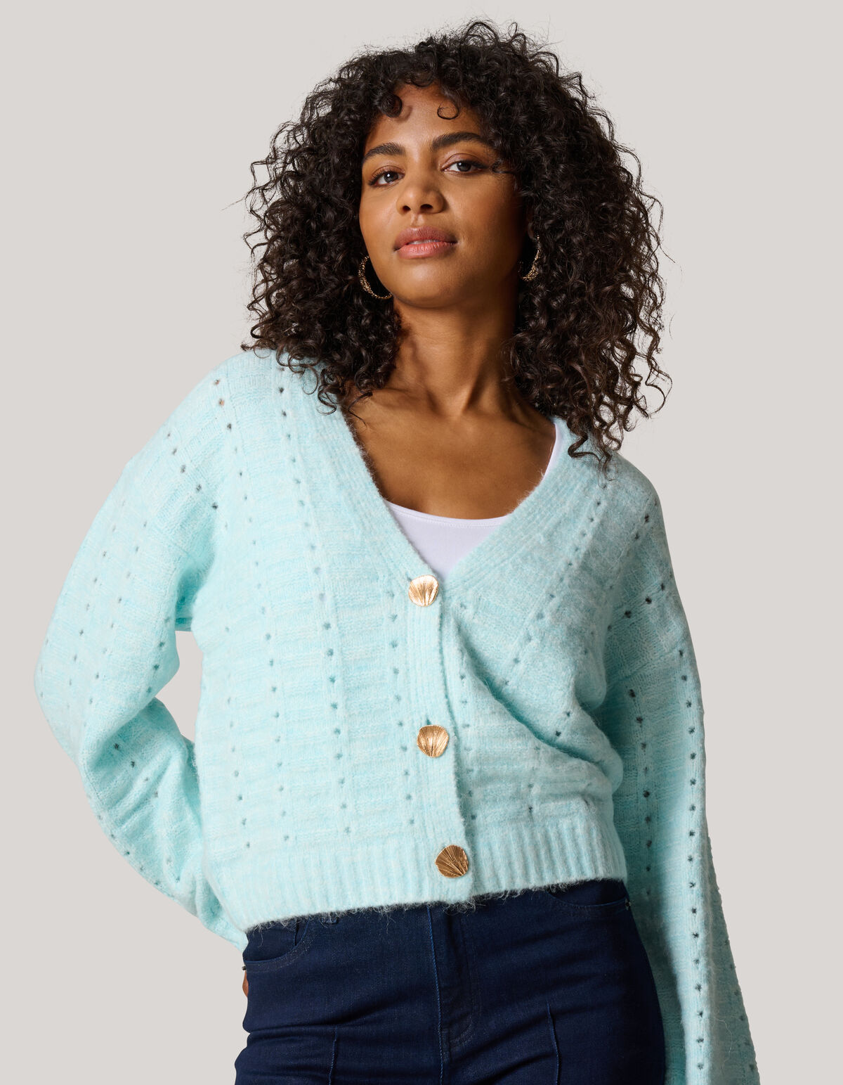 Weiche Strickjacke Hellblau SHOEBY WOMEN