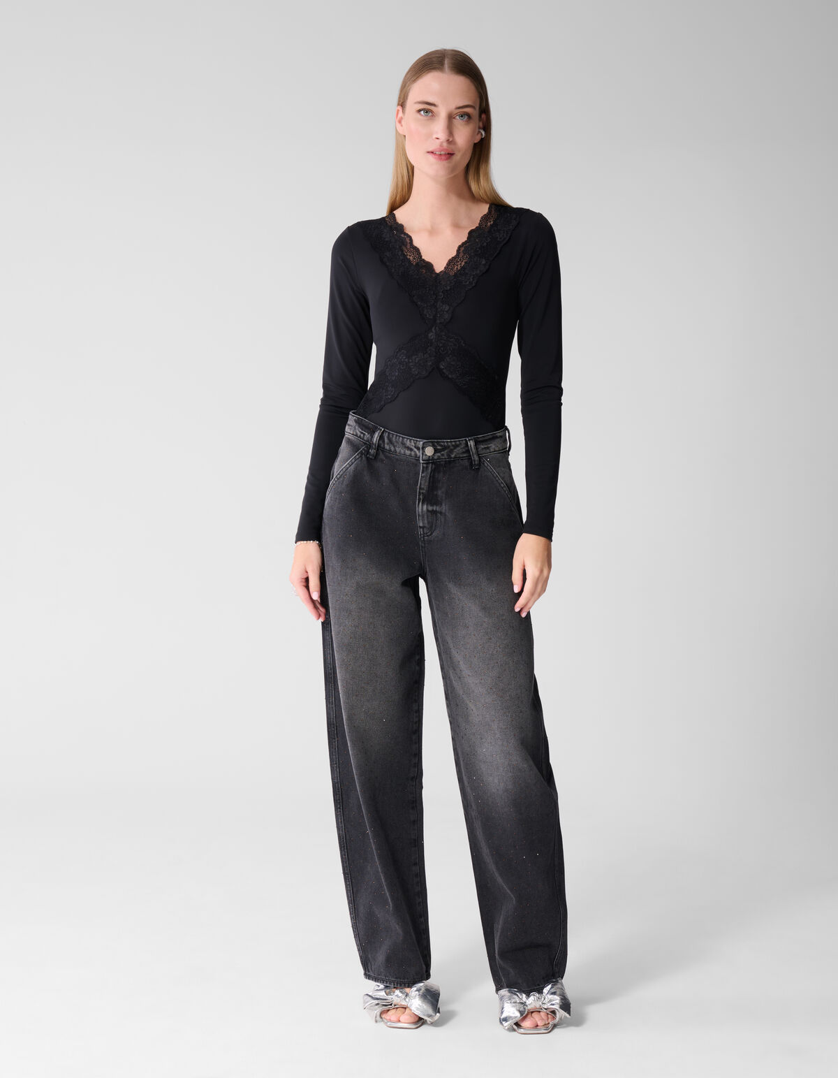 Schwarzer Body aus Spitzenmix SHOEBY WOMEN