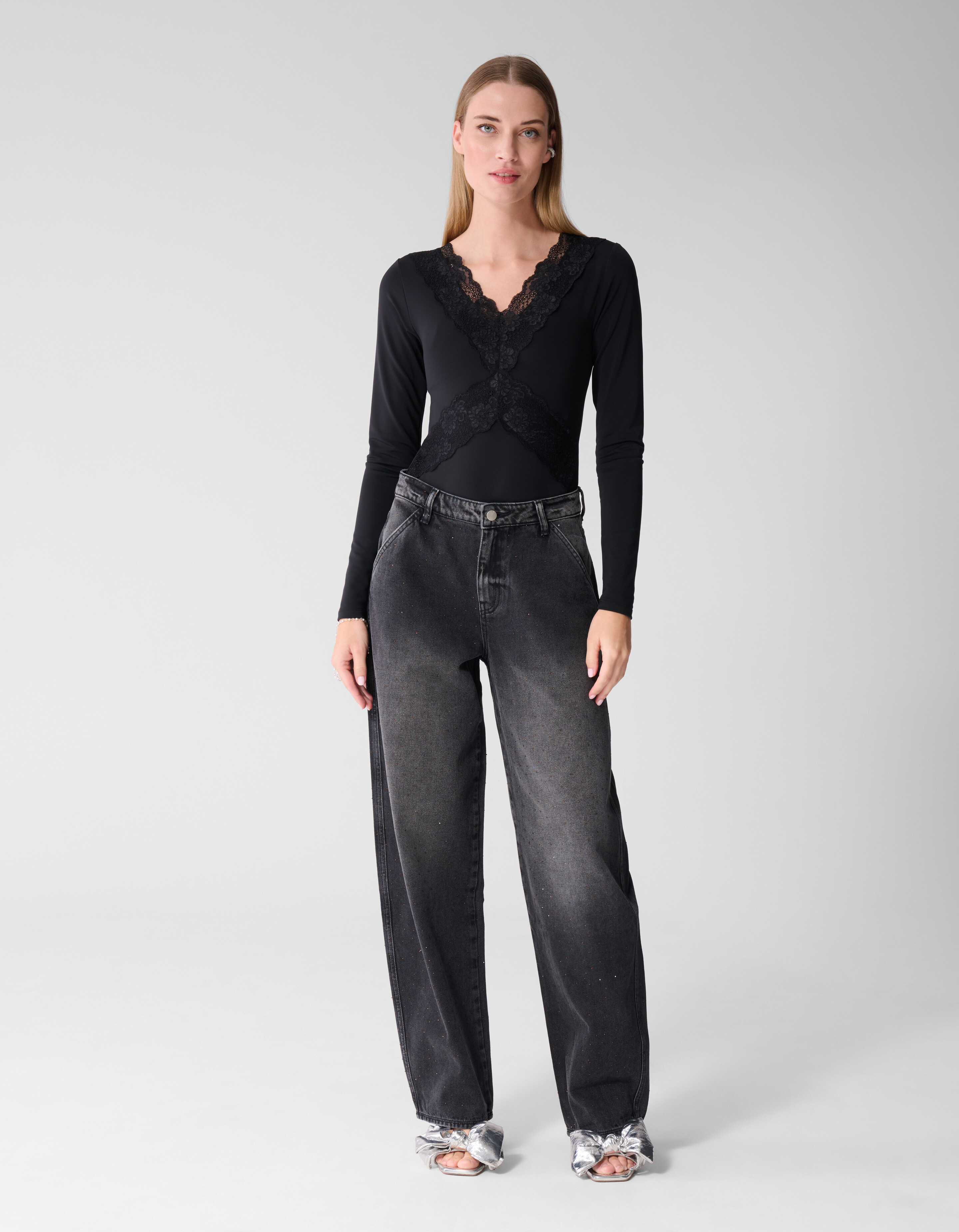 Schwarzer Body aus Spitzenmix SHOEBY WOMEN