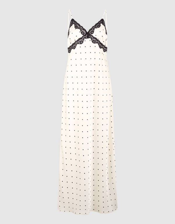 Polkadot Maxi Kleid Gebrochen Wei&szlig; Von Monica SHOEBY WOMEN